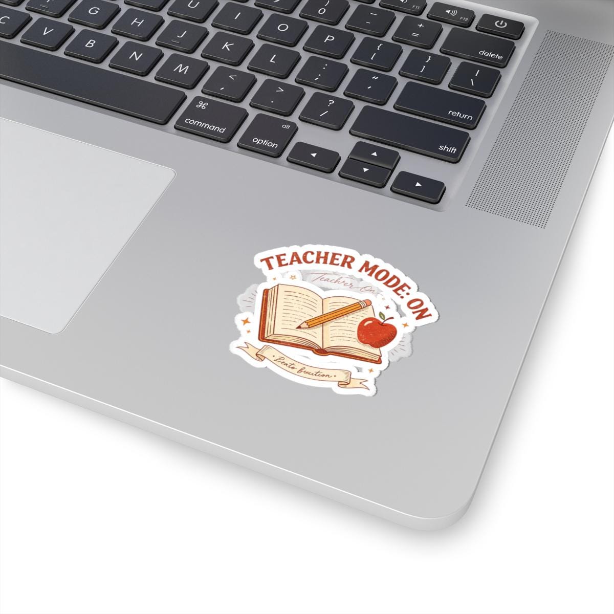 Teacher Mode On Book And Apple Sticker