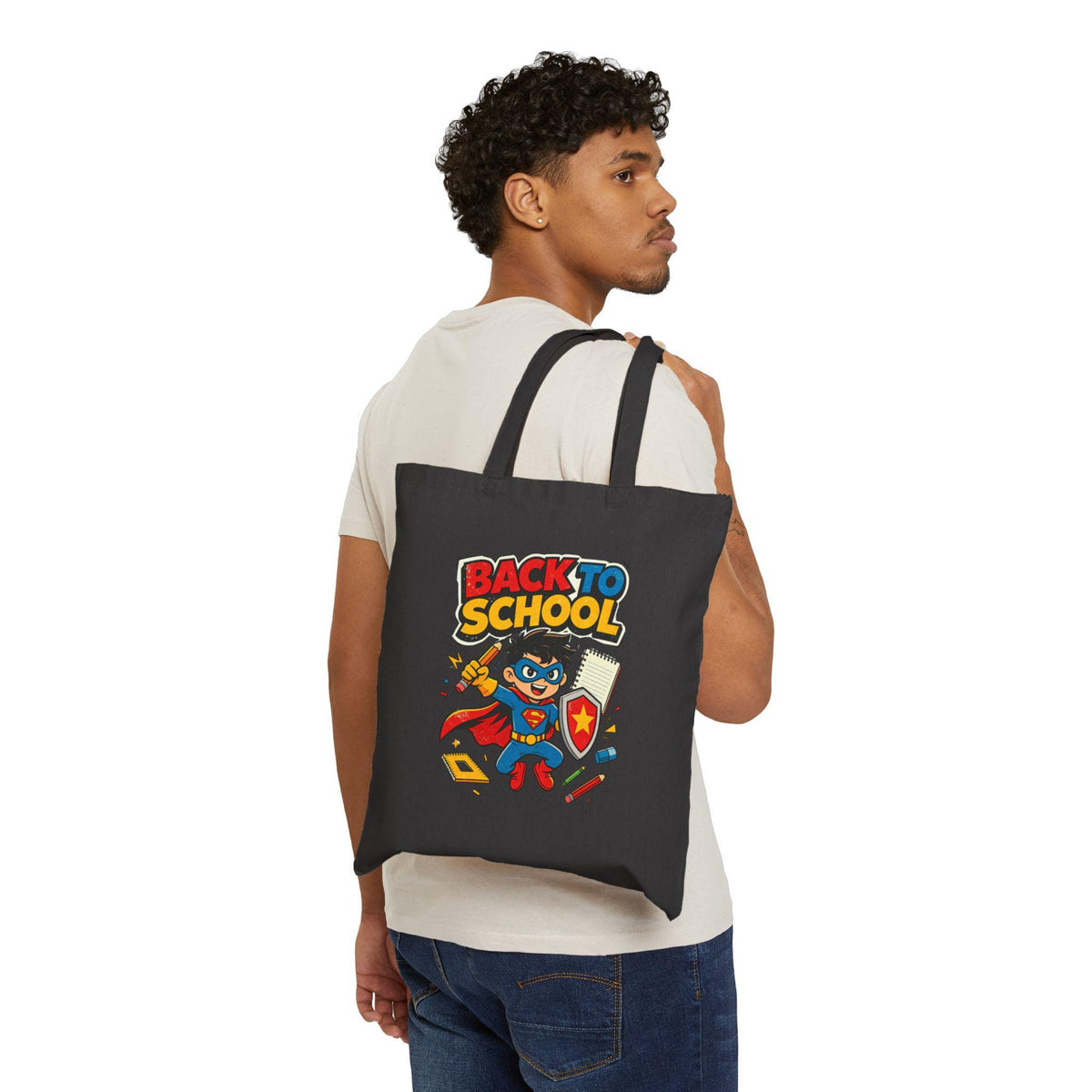 Cotton Canvas Tote Bag | Back to School Bag | Student Teacher Gift | Book Bag | School Supplies | Reusable Shopping Bag | Kids Tote