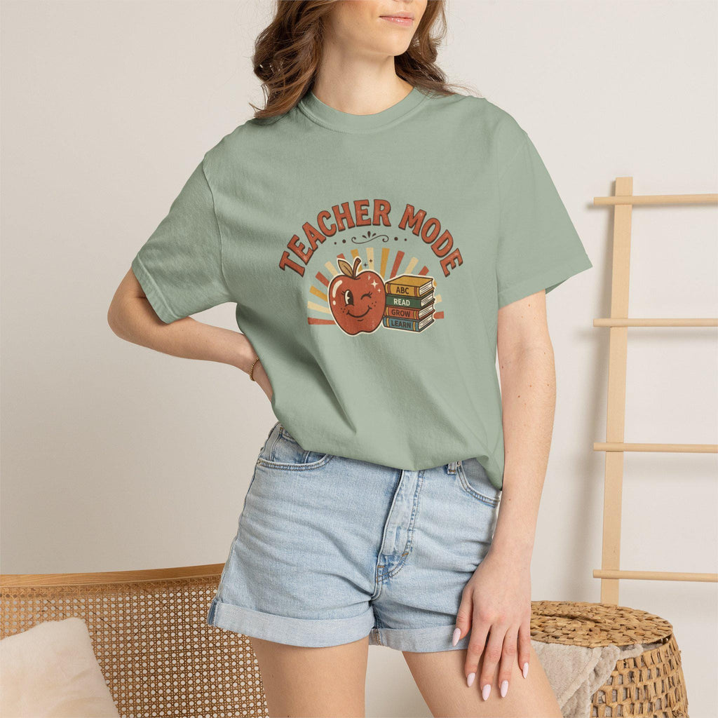 Teacher Mode apple and books T-Shirt | Back to School teacher tee