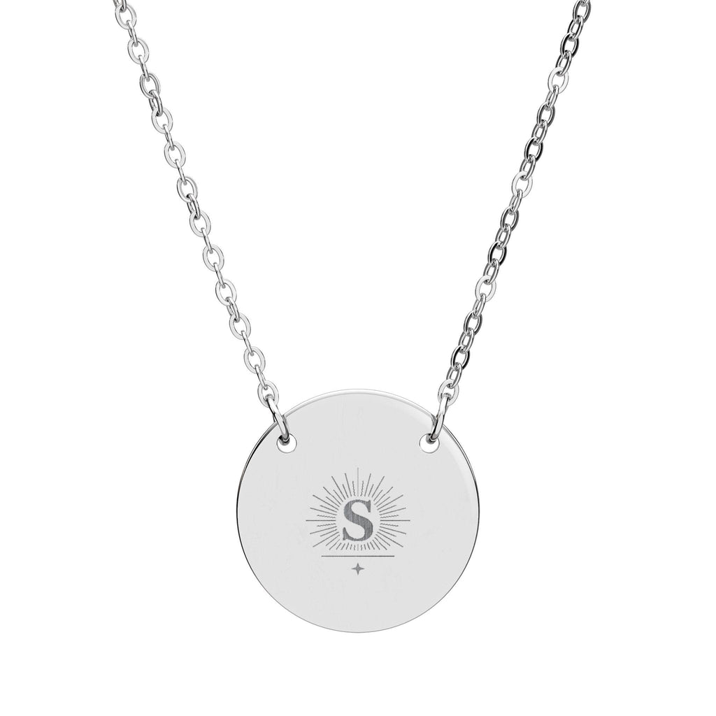 Custom Engraved Circle Necklace, Round Personalized Pendant | Pet Silhouette