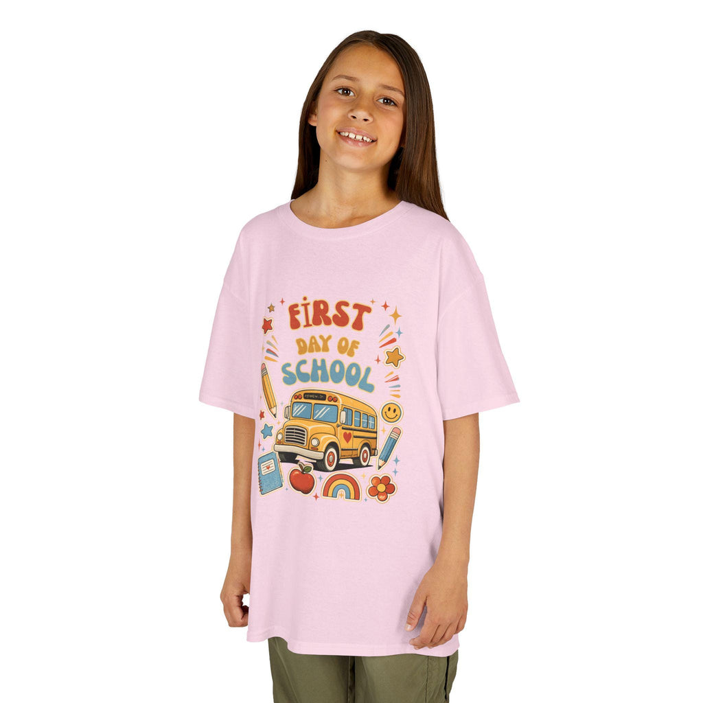 First Day of School Kids Tee | School Bus Pencil Rainbow Shirt | Back to School Gift | Kindergarten Preschool Outfit | Children Boy Girl