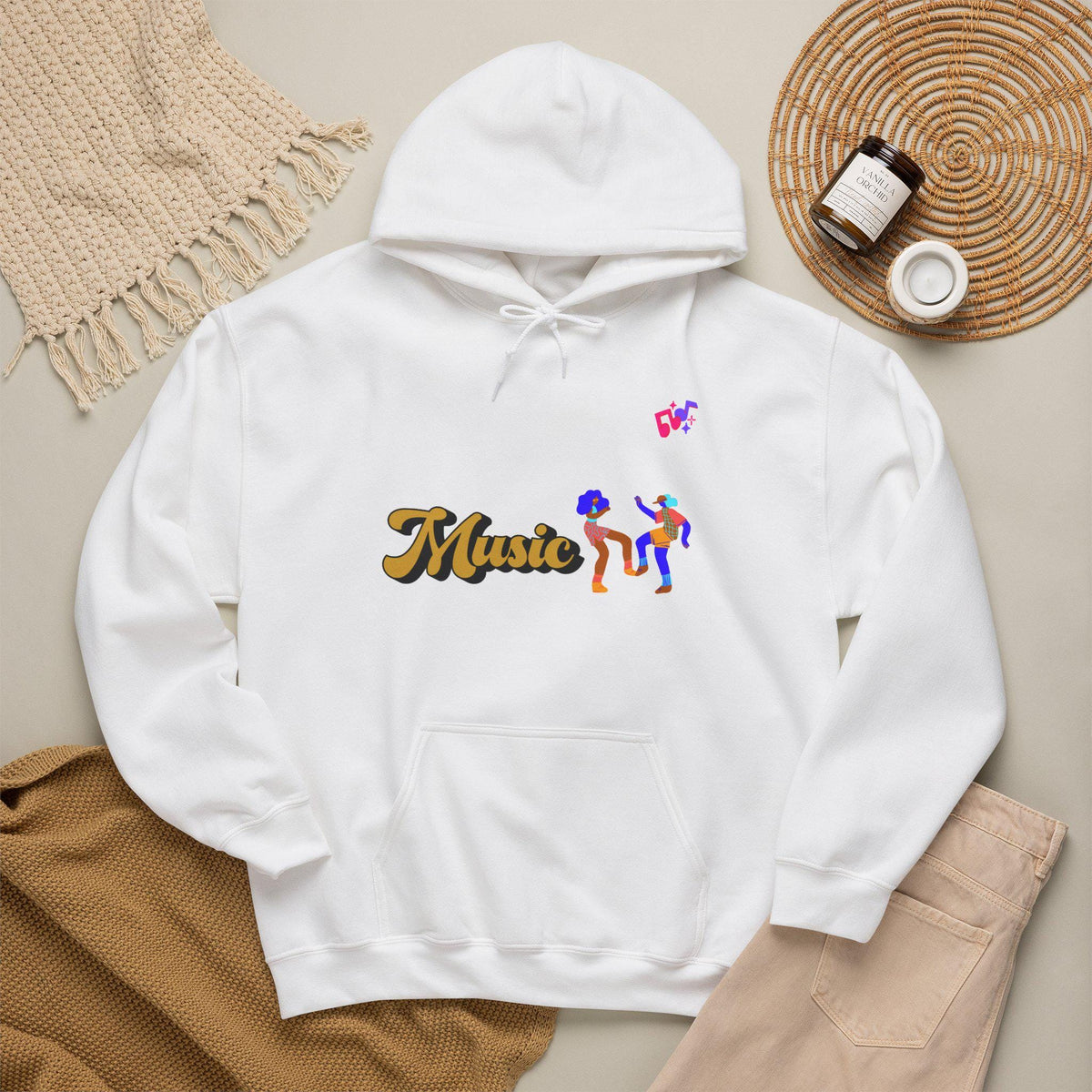 Dancing Couple Cropped Hoodie | Retro Music Funk Illustration