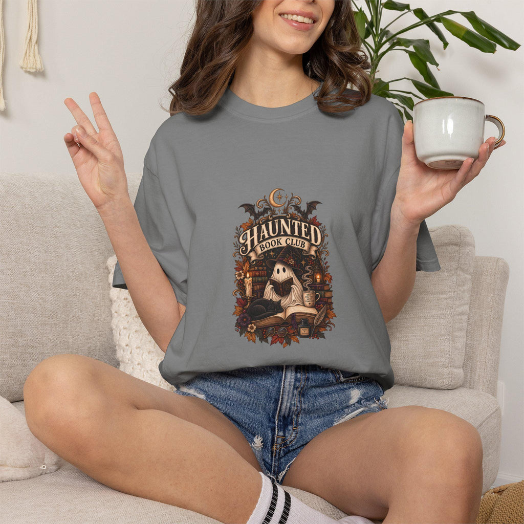 Haunted Book Club T-shirt | Ghost Reading Design, Halloween Literary Tee
