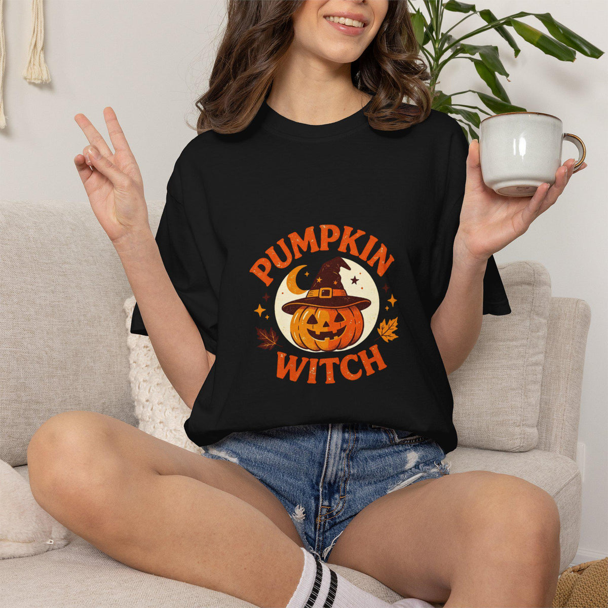Halloween Pumpkin Witch T-Shirt | Spooky Jack O Lantern Tee