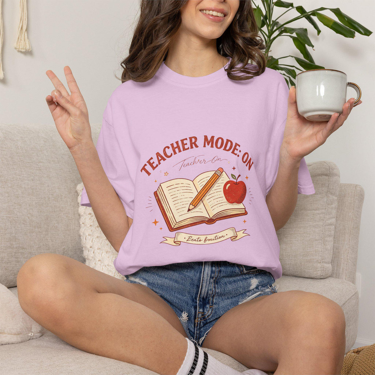 Teacher Mode On book and apple T-Shirt | Teacher shirt, classroom design