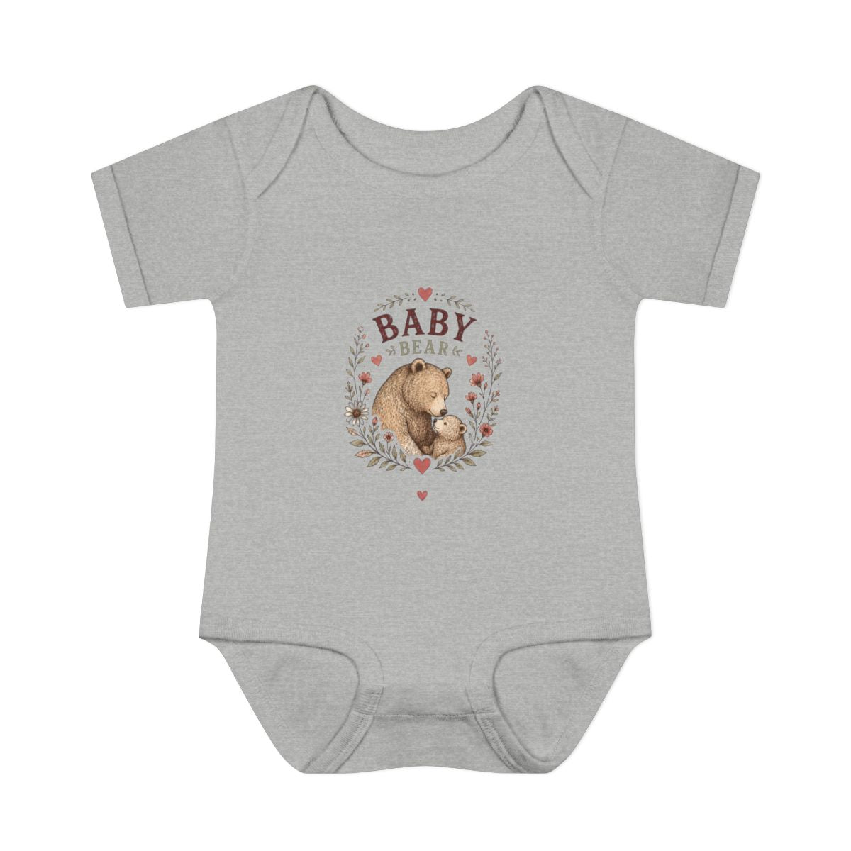 Baby Bear illustration Infant Bodysuit | Woodland Nursery, C - Heather