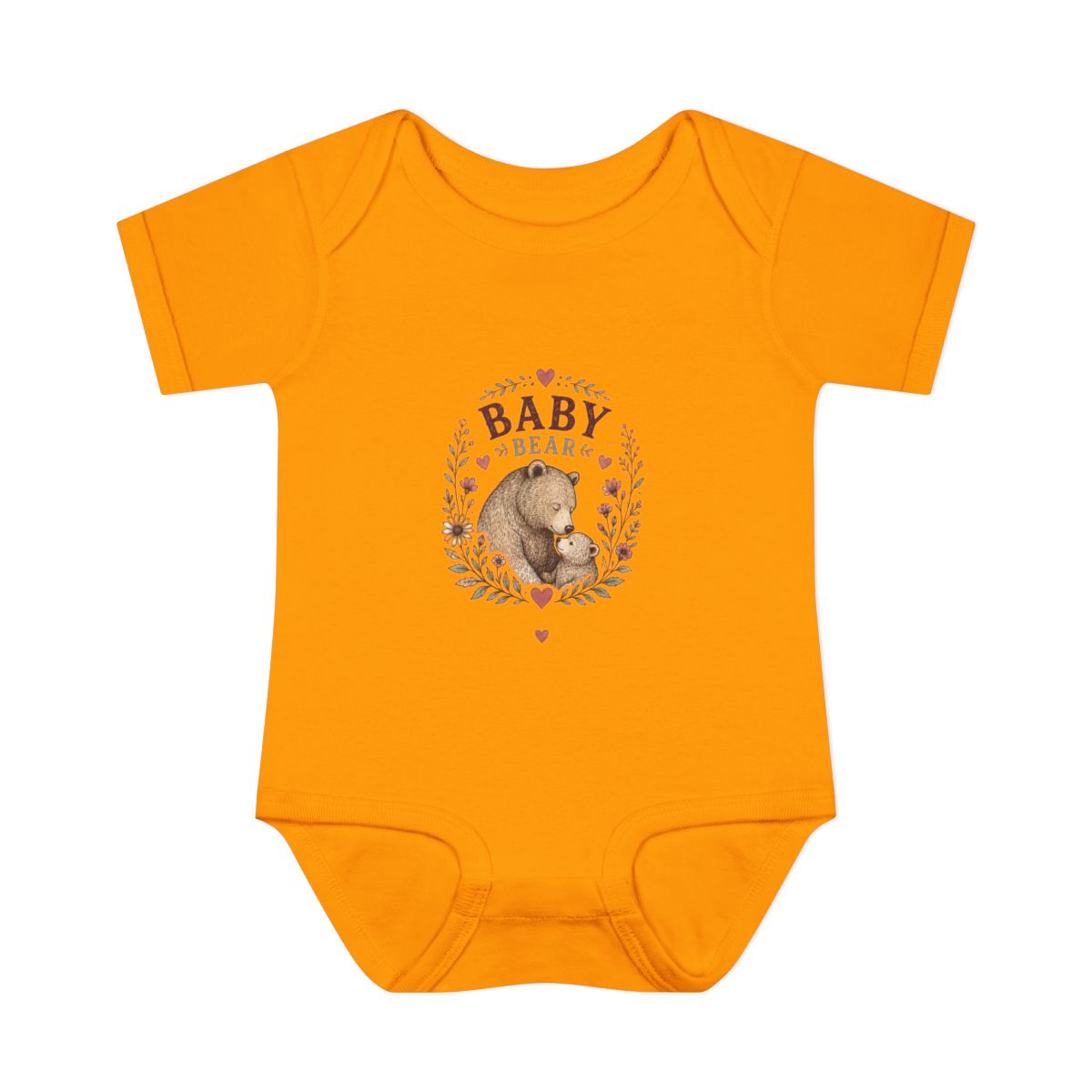 Baby Bear illustration Infant Bodysuit | Woodland Nursery, C - Gold