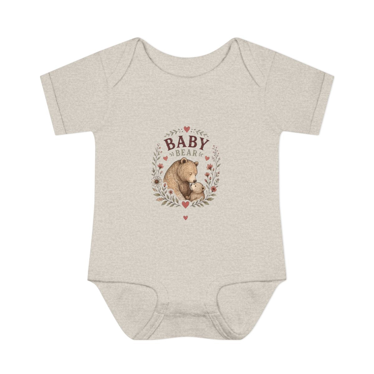 Baby Bear illustration Infant Bodysuit | Woodland Nursery, C - Natural Heather