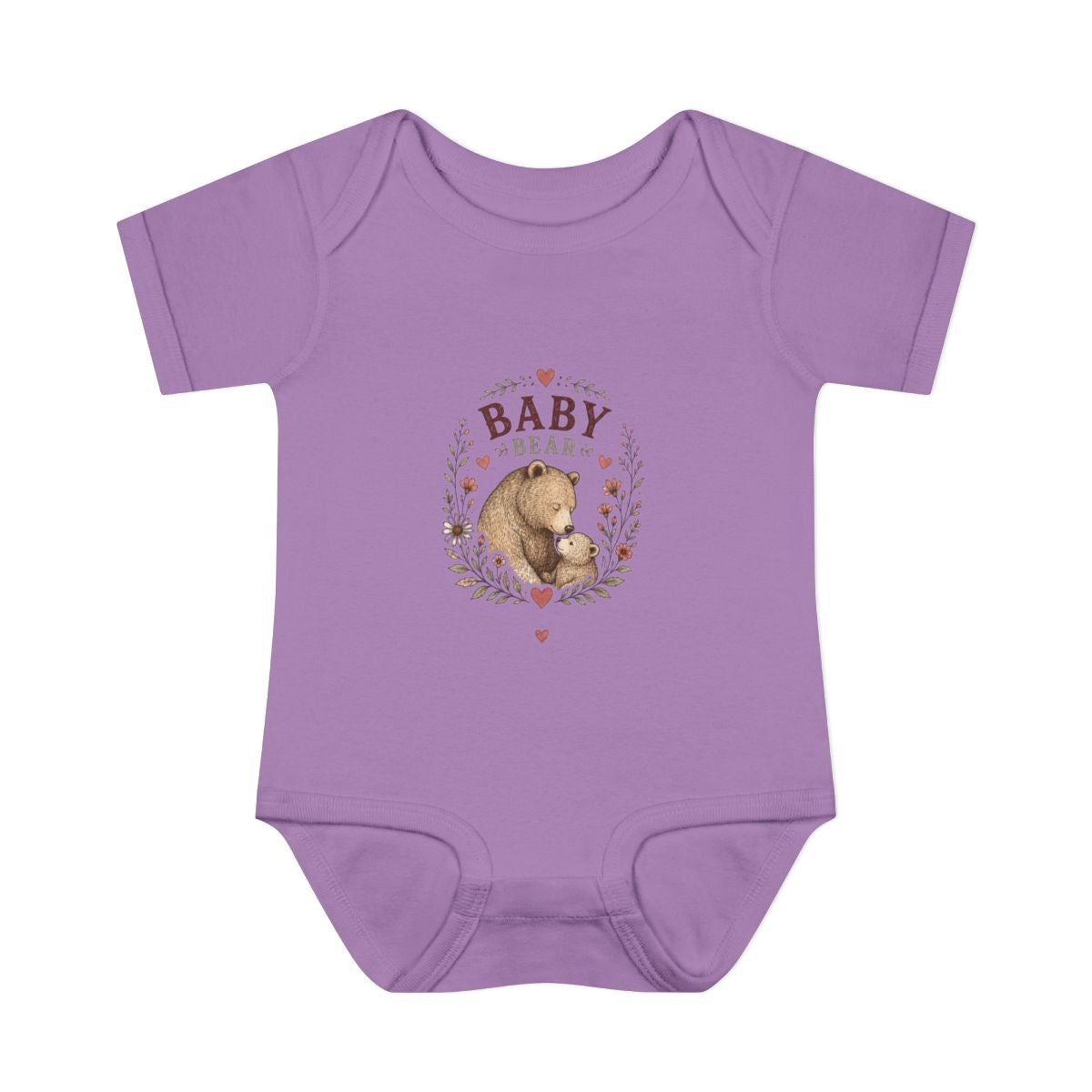 Baby Bear illustration Infant Bodysuit | Woodland Nursery, C - Lavender