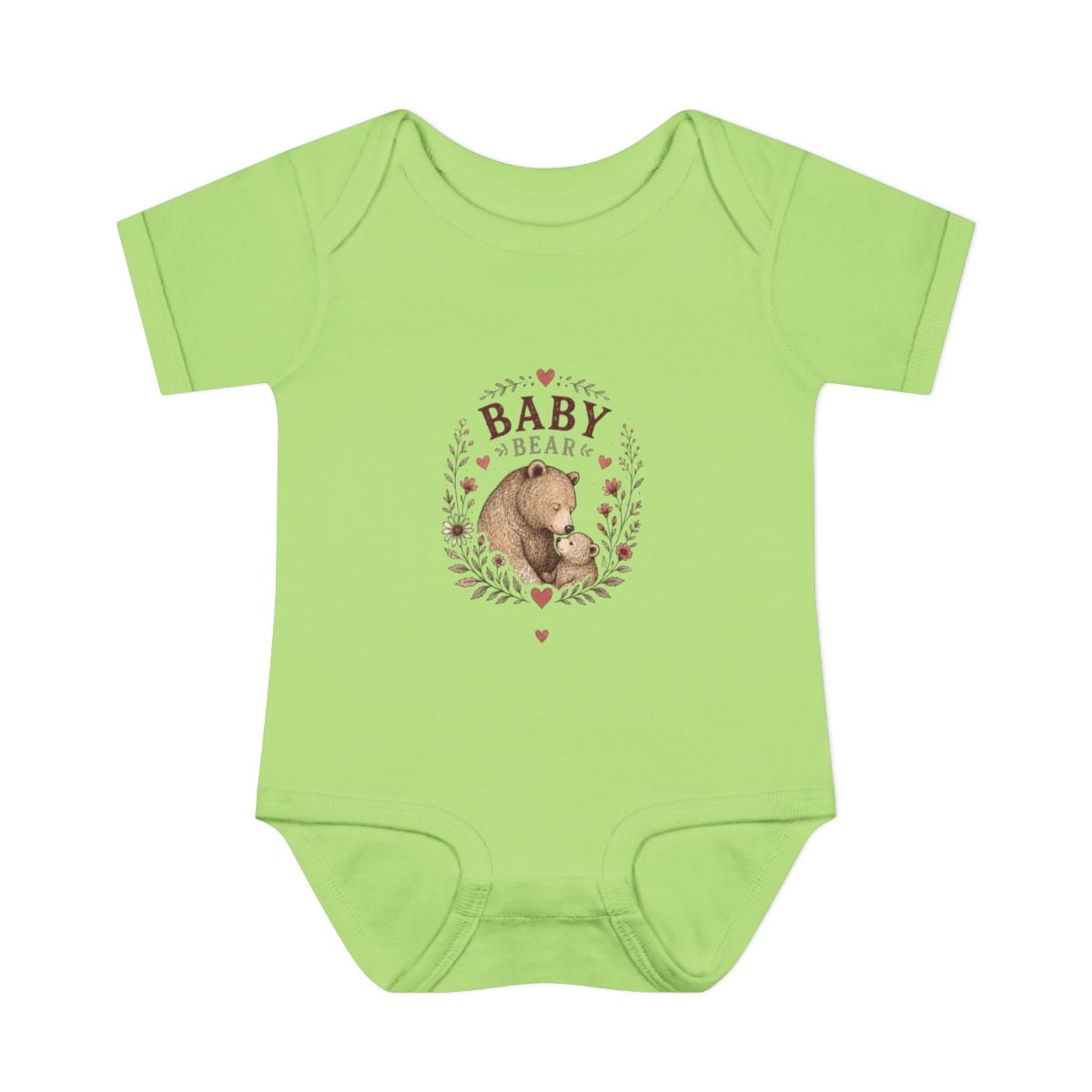 Baby Bear illustration Infant Bodysuit | Woodland Nursery, C - Key Lime