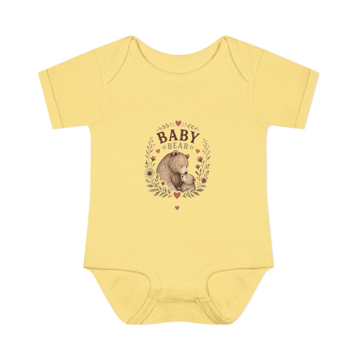 Baby Bear illustration Infant Bodysuit | Woodland Nursery, C - Banana