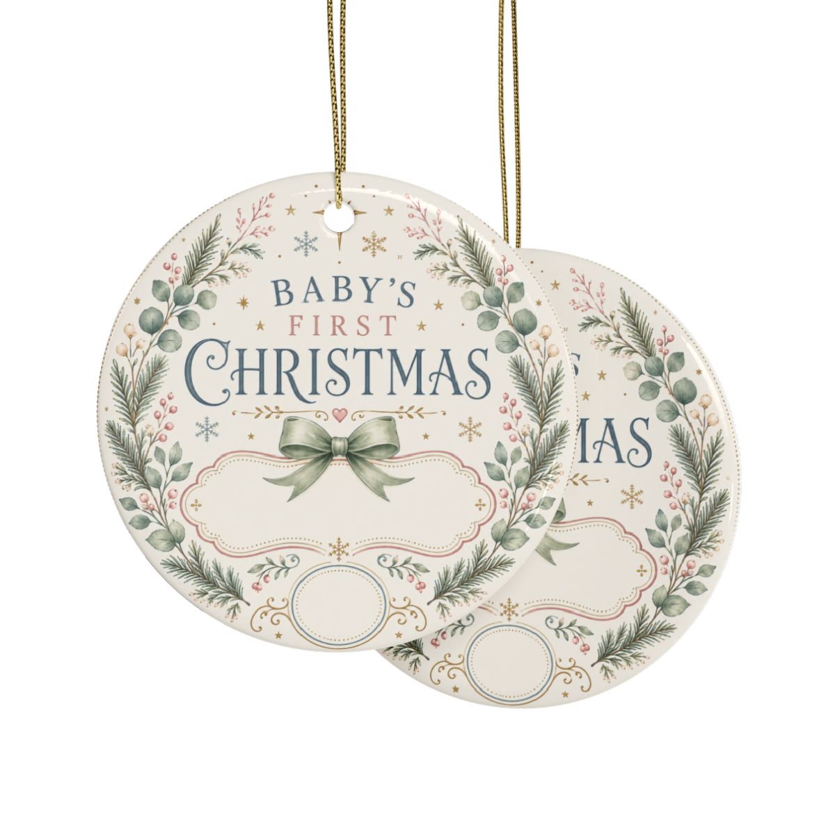Baby's First Christmas Ornament | Ceramic Round Personalized Keepsake