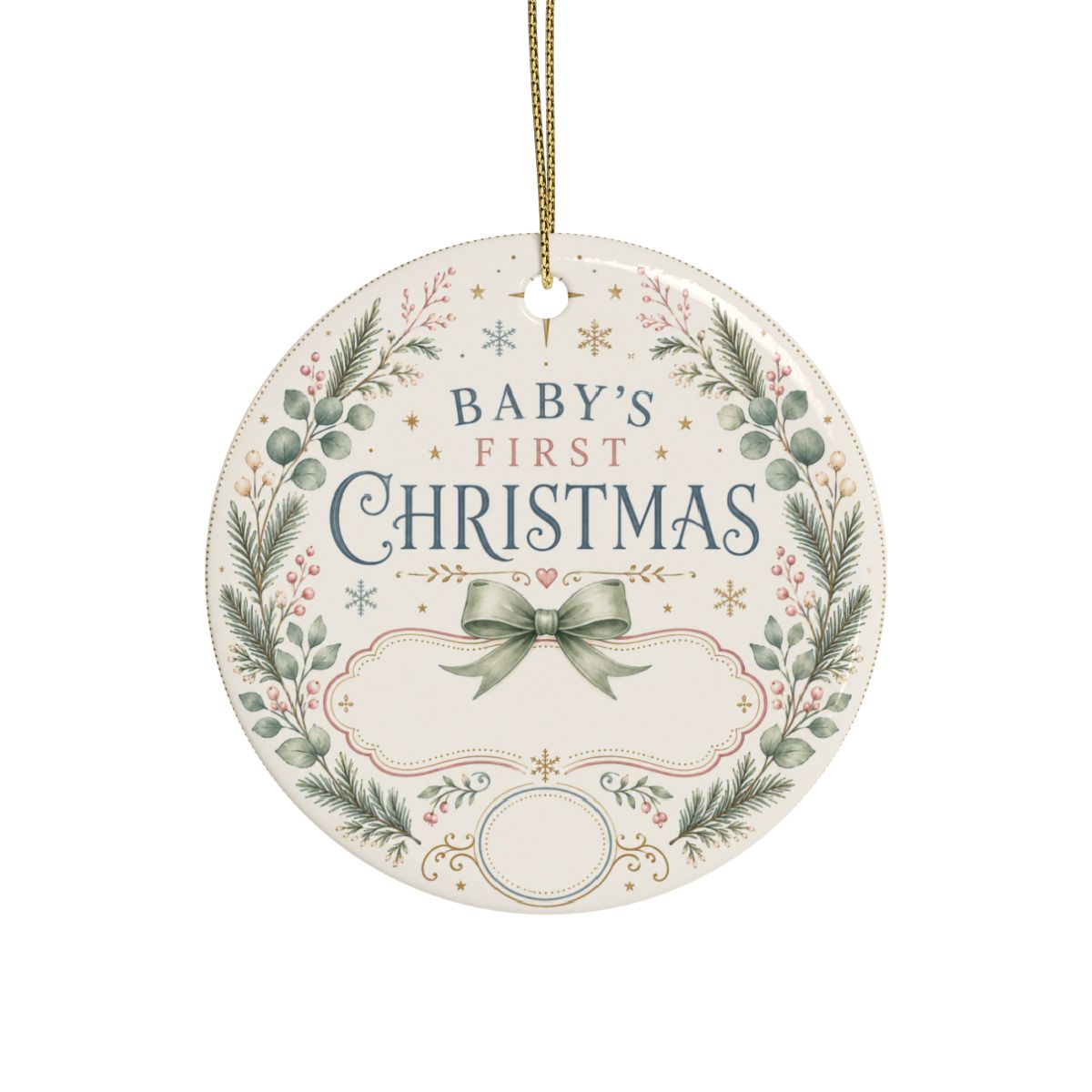 Baby's First Christmas Ornament | Ceramic Round Personalized Keepsake