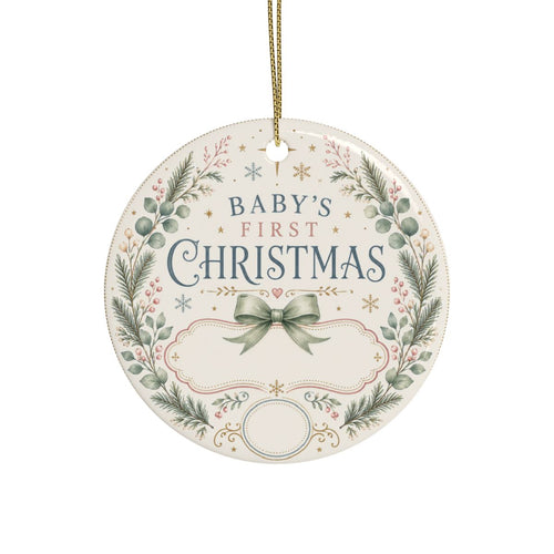 Baby's First Christmas Ornament | Ceramic Round Personalized Keepsake