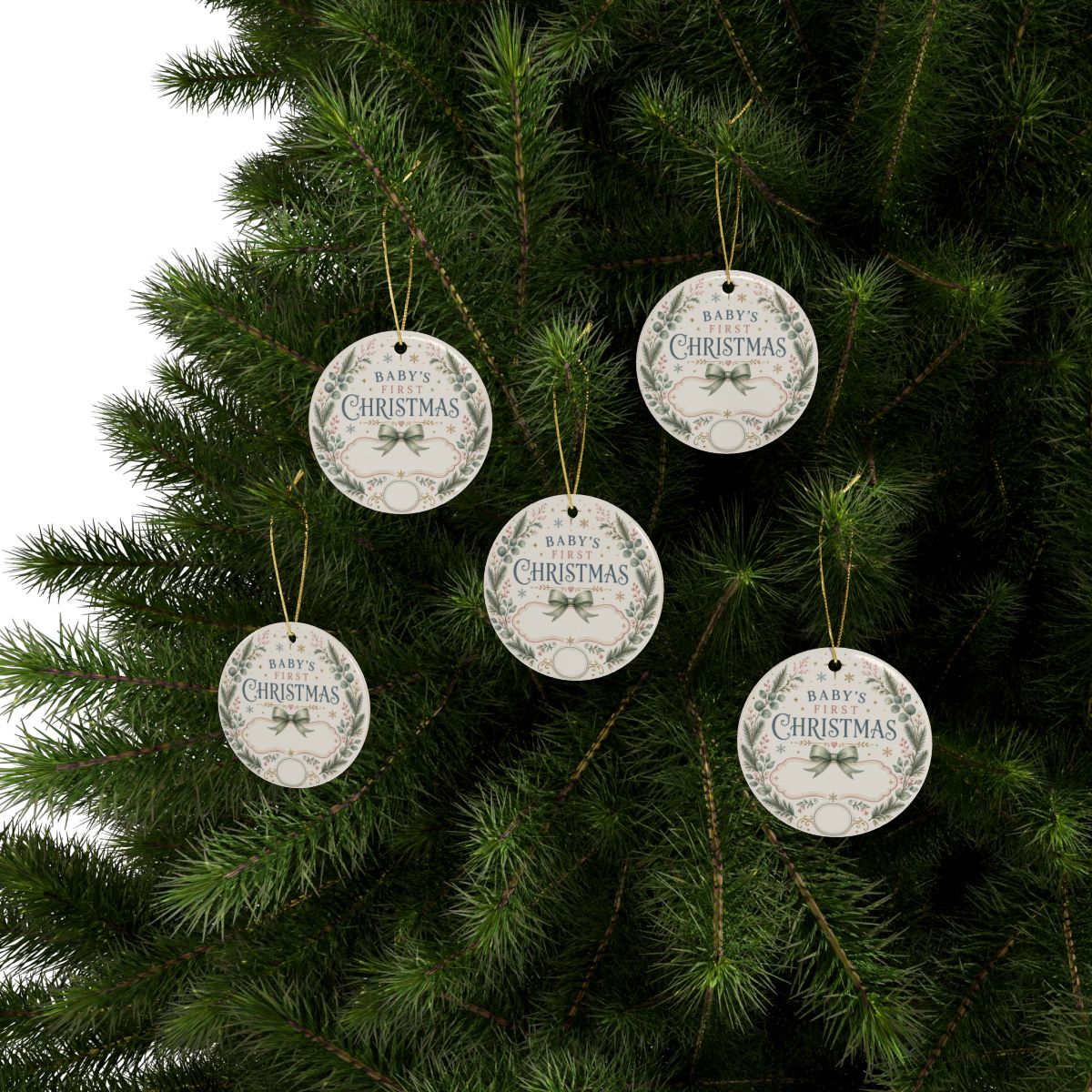 Baby's First Christmas Ornament | Ceramic Round Personalized Keepsake