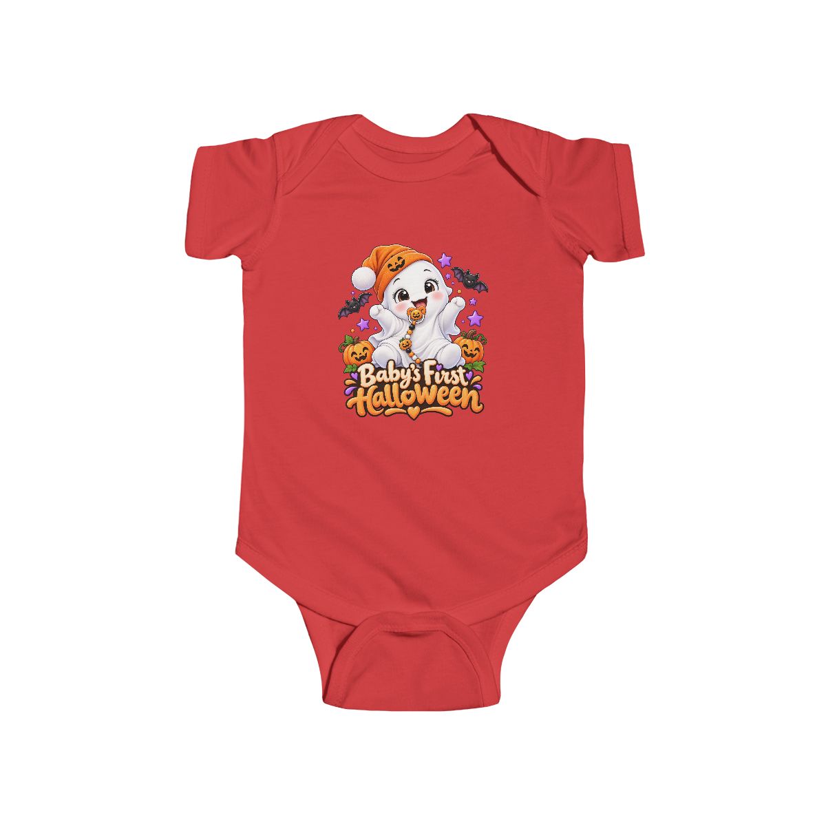 Baby's First Halloween Infant Bodysuit | Cute Ghost Puppy Pu - Red