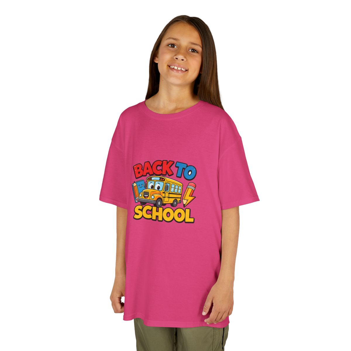 Back to School schoolbus Kids Tee | Cute Pencil Chalkboard D - Heliconia