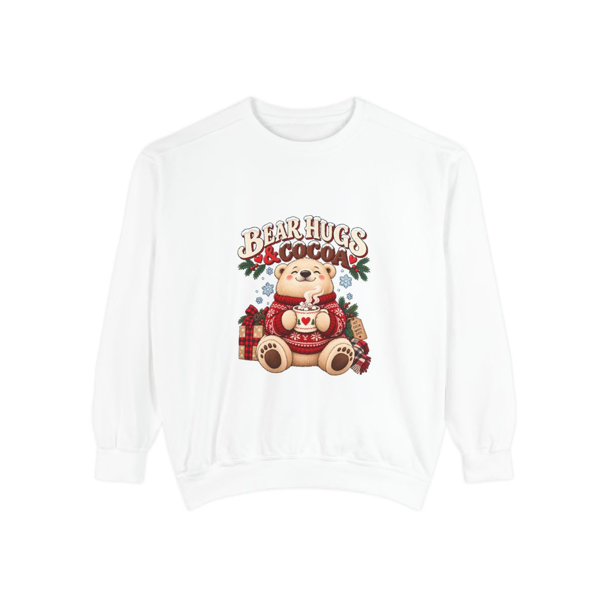 Bear Hugs & Cocoa Sweatshirt | Cozy Teddy Bear Hot Chocolate - White
