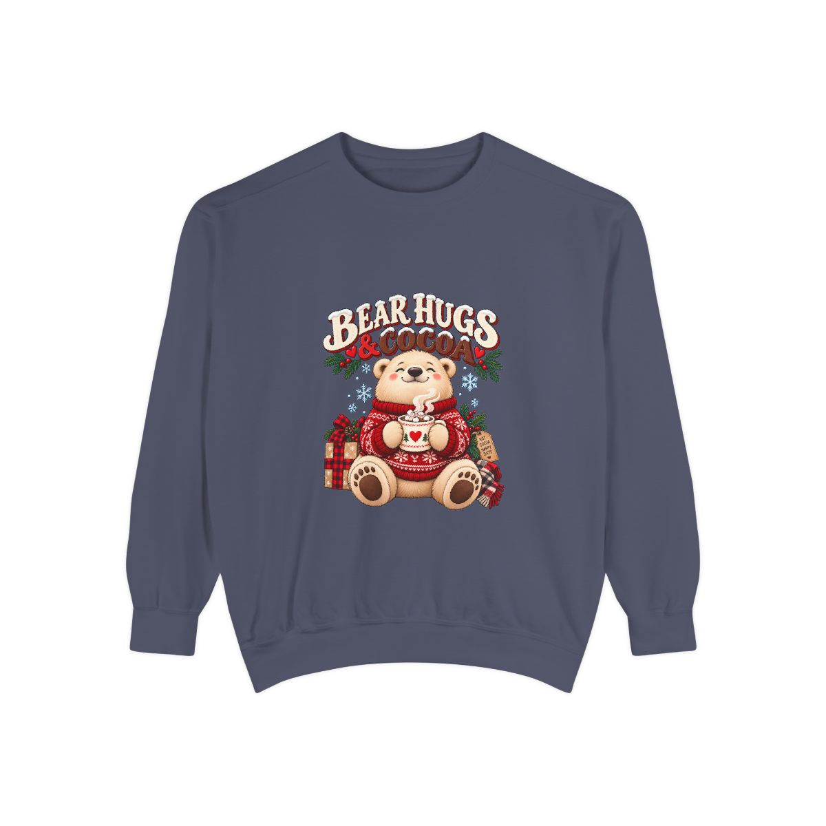 Bear Hugs & Cocoa Sweatshirt | Cozy Teddy Bear Hot Chocolate - Denim