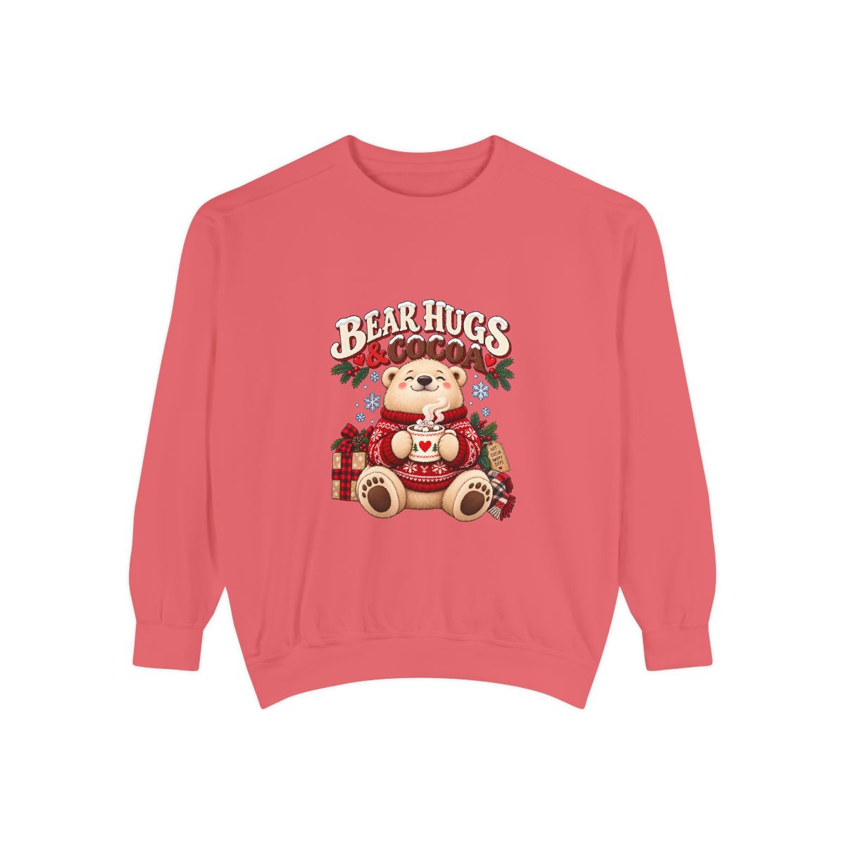 Bear Hugs & Cocoa Sweatshirt | Cozy Teddy Bear Hot Chocolate - Watermelon