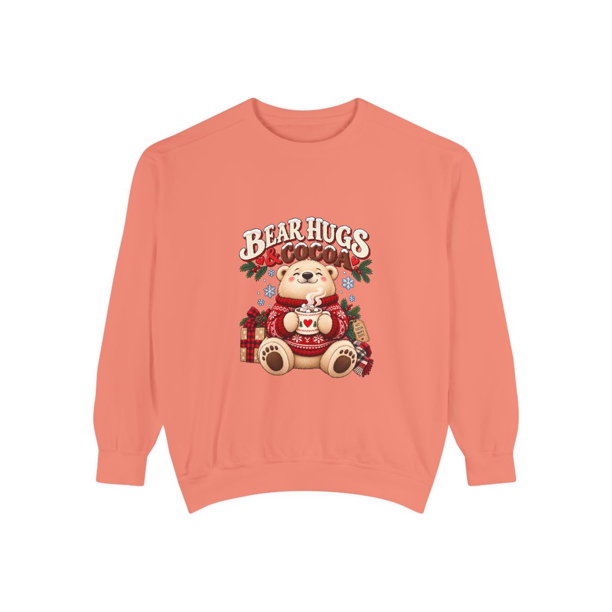 Bear Hugs & Cocoa Sweatshirt | Cozy Teddy Bear Hot Chocolate - Terracotta