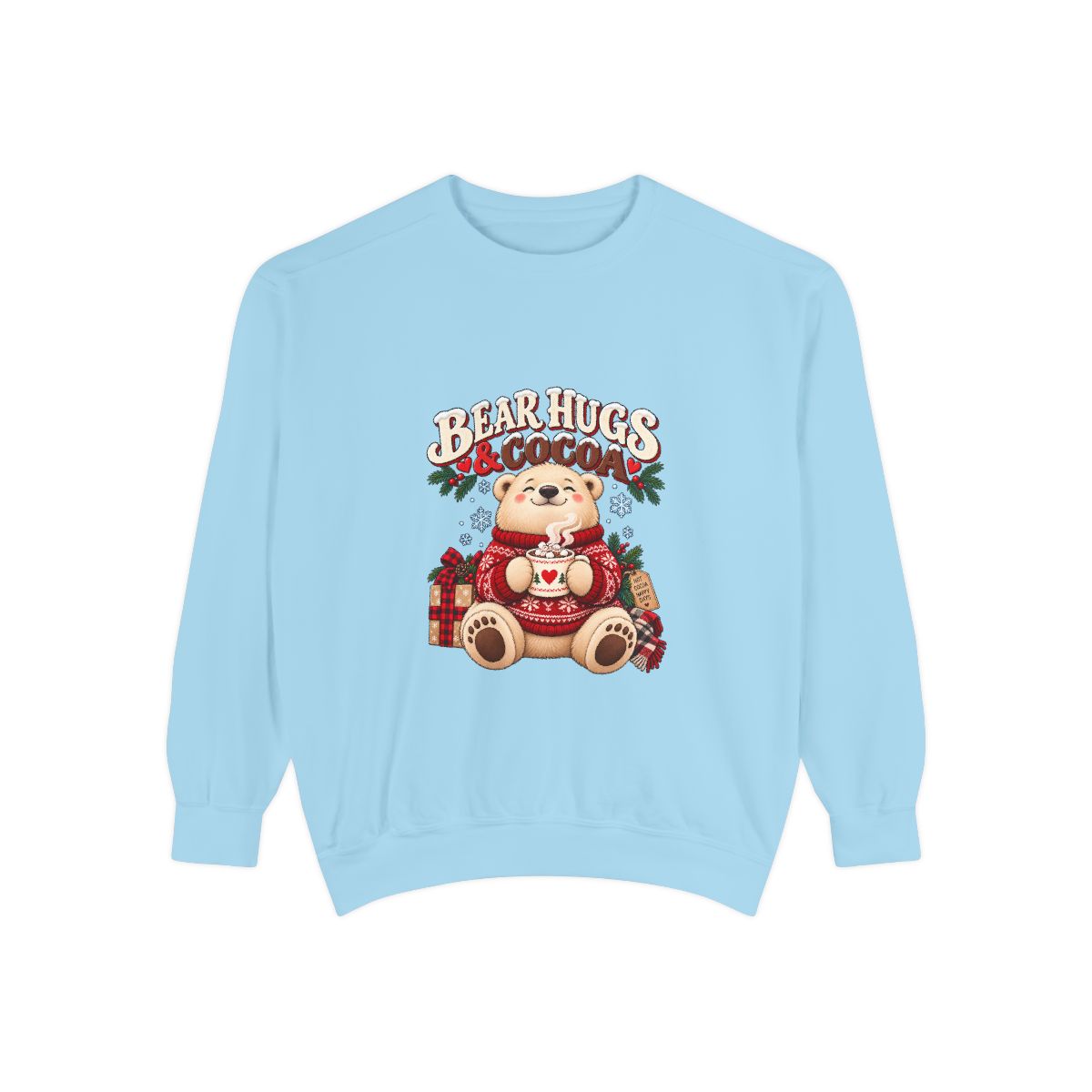 Bear Hugs & Cocoa Sweatshirt | Cozy Teddy Bear Hot Chocolate - Chambray