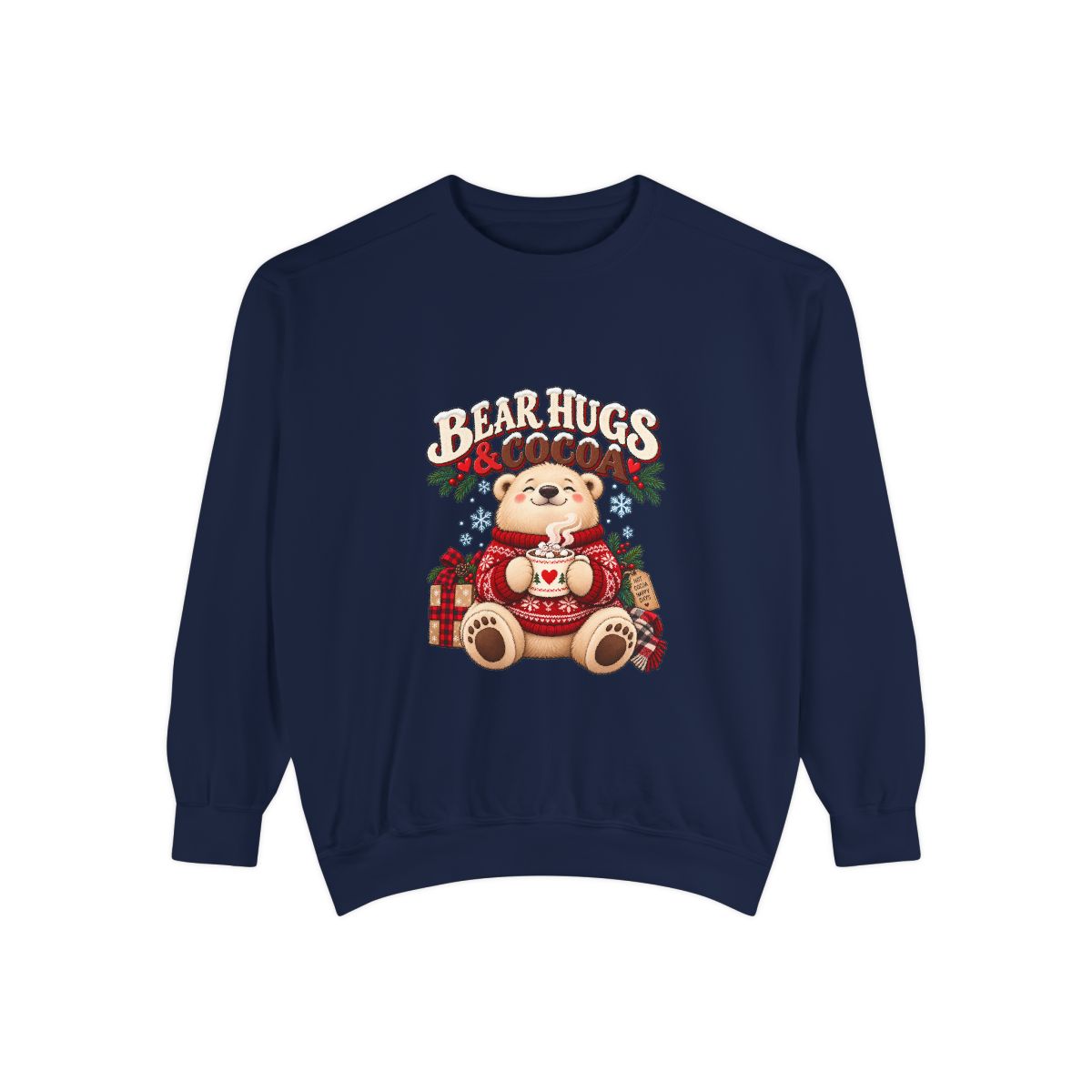 Bear Hugs & Cocoa Sweatshirt | Cozy Teddy Bear Hot Chocolate - True Navy