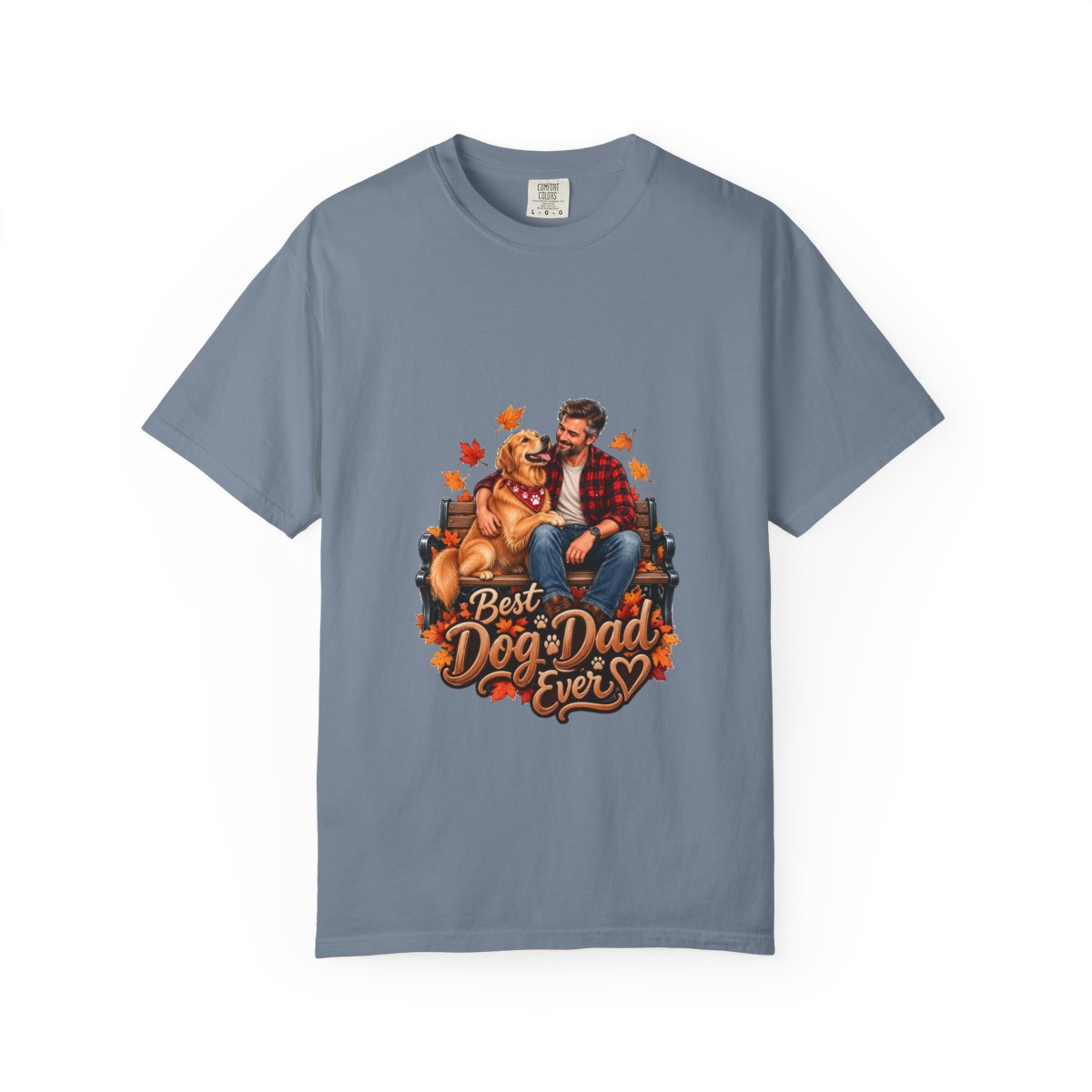 Best Dog Dad Ever T-Shirt | Dog Dad Tee, Autumn Leaves Desig - Blue Jean