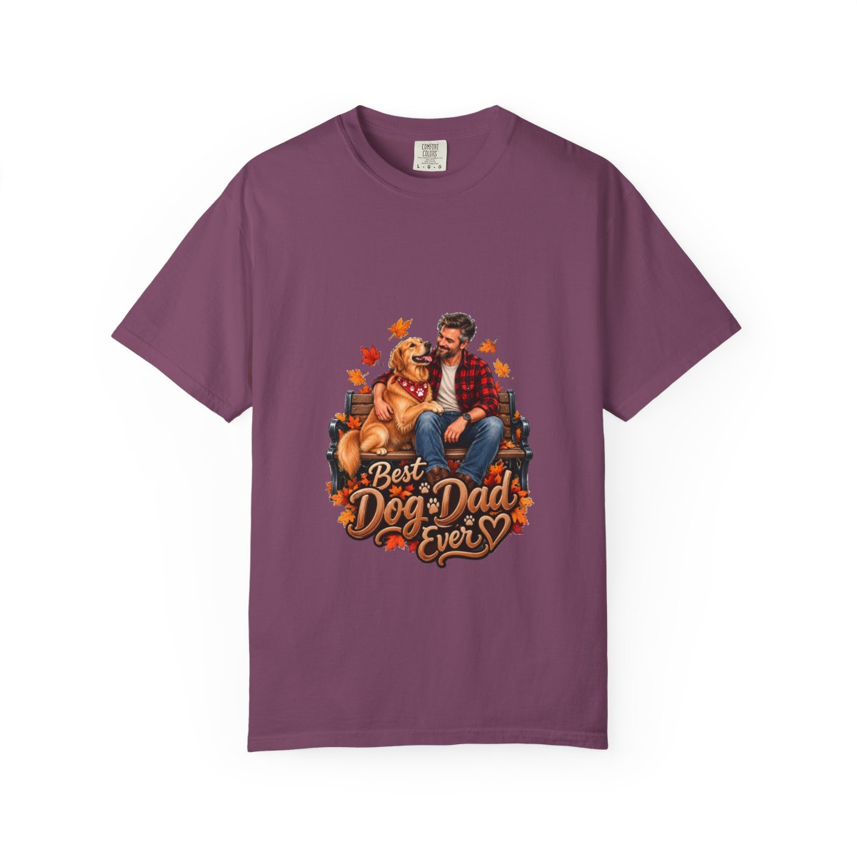 Best Dog Dad Ever T-Shirt | Dog Dad Tee, Autumn Leaves Desig - Berry