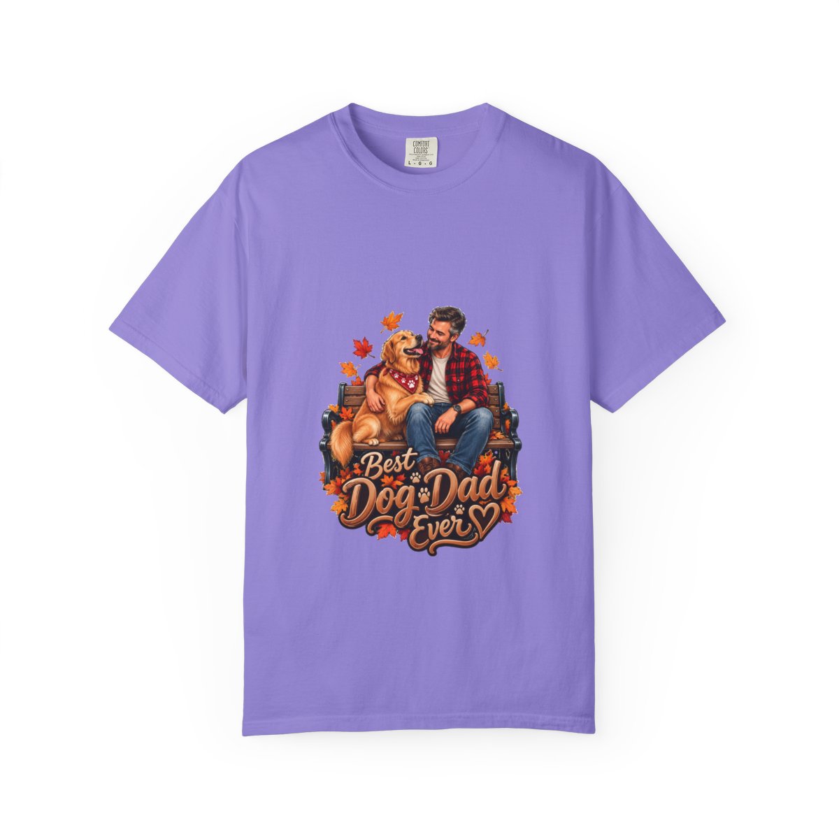 Best Dog Dad Ever T-Shirt | Dog Dad Tee, Autumn Leaves Desig - Violet