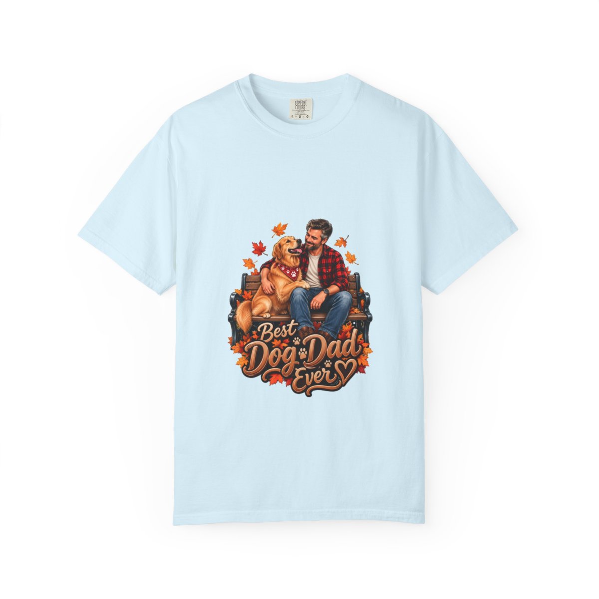 Best Dog Dad Ever T-Shirt | Dog Dad Tee, Autumn Leaves Desig - Chambray