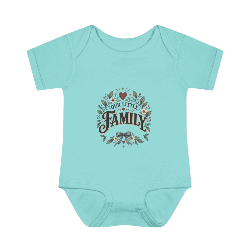 Our Little Family Infant Bodysuit | Floral Heart Woodland Baby Onesie