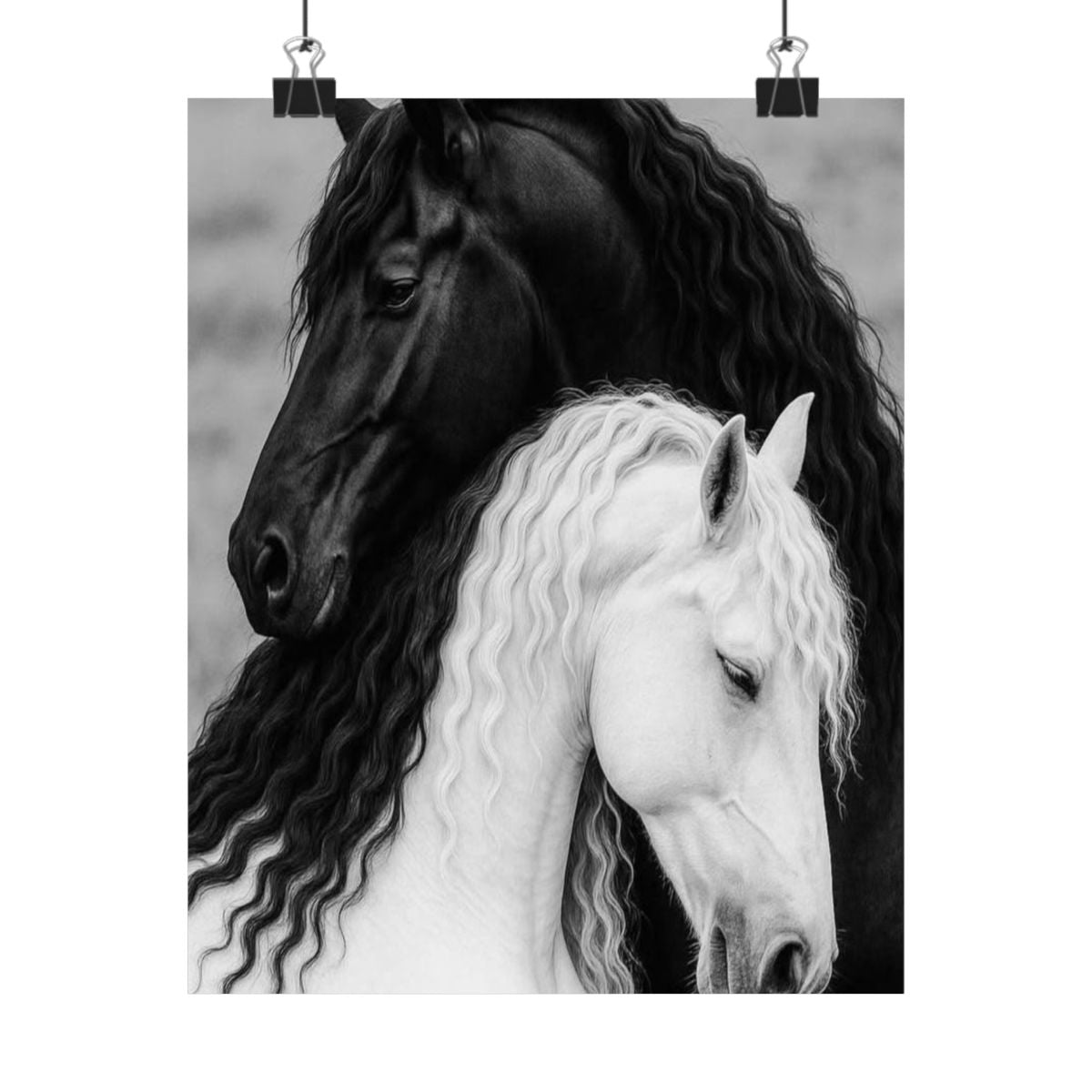 Black and White Horses Poster Matte Vertical Poster | Horse  - 10″ x 10″