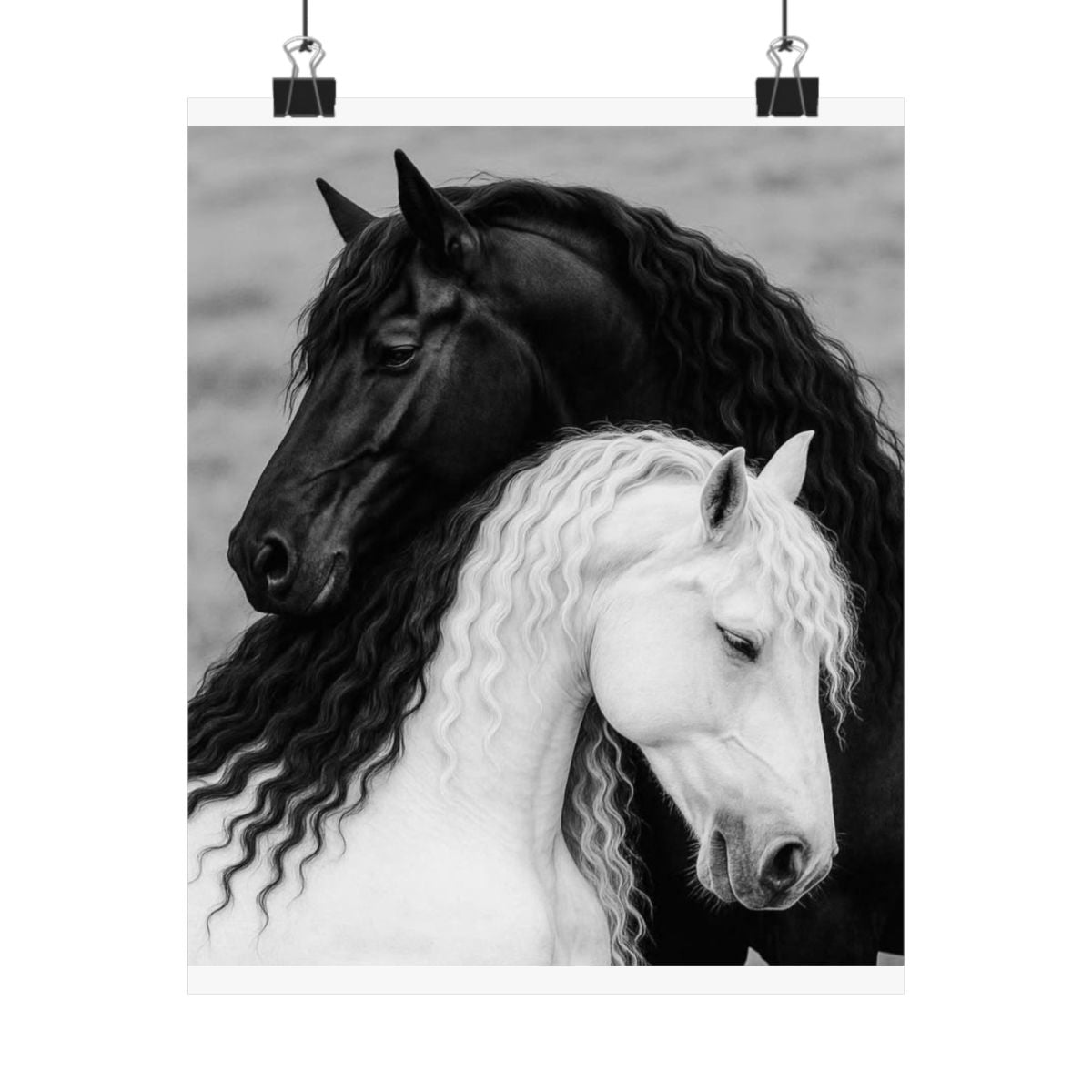 Black and White Horses Poster Matte Vertical Poster | Horse  - 30″ x 40″