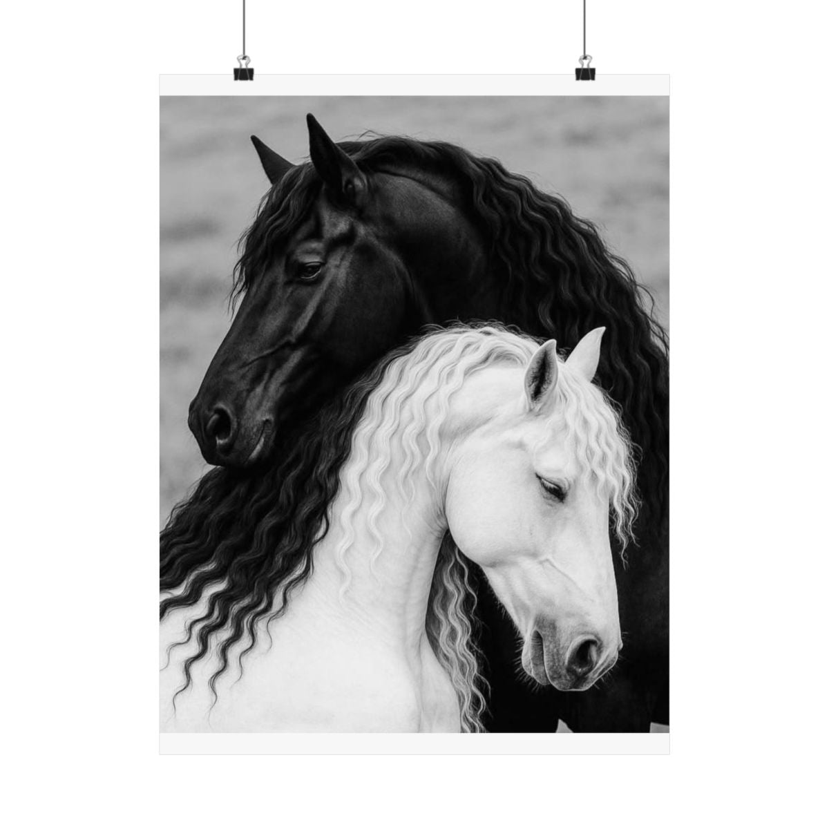 Black and White Horses Poster Matte Vertical Poster | Horse  - 18″ x 24″