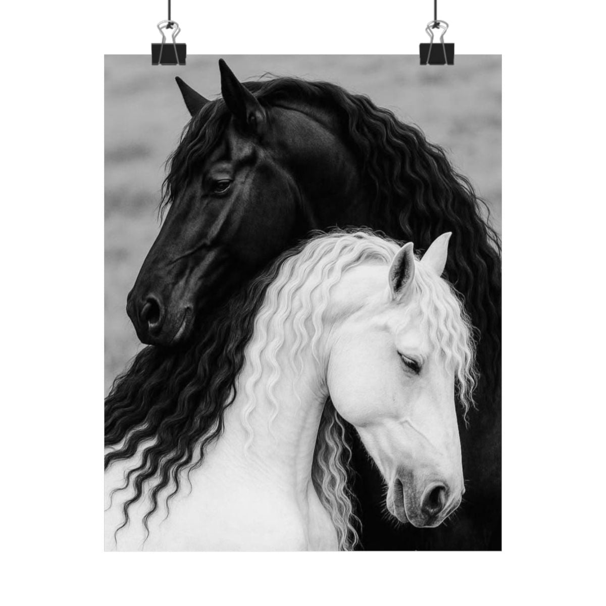 Black and White Horses Poster Matte Vertical Poster | Horse  - 20″ x 24″
