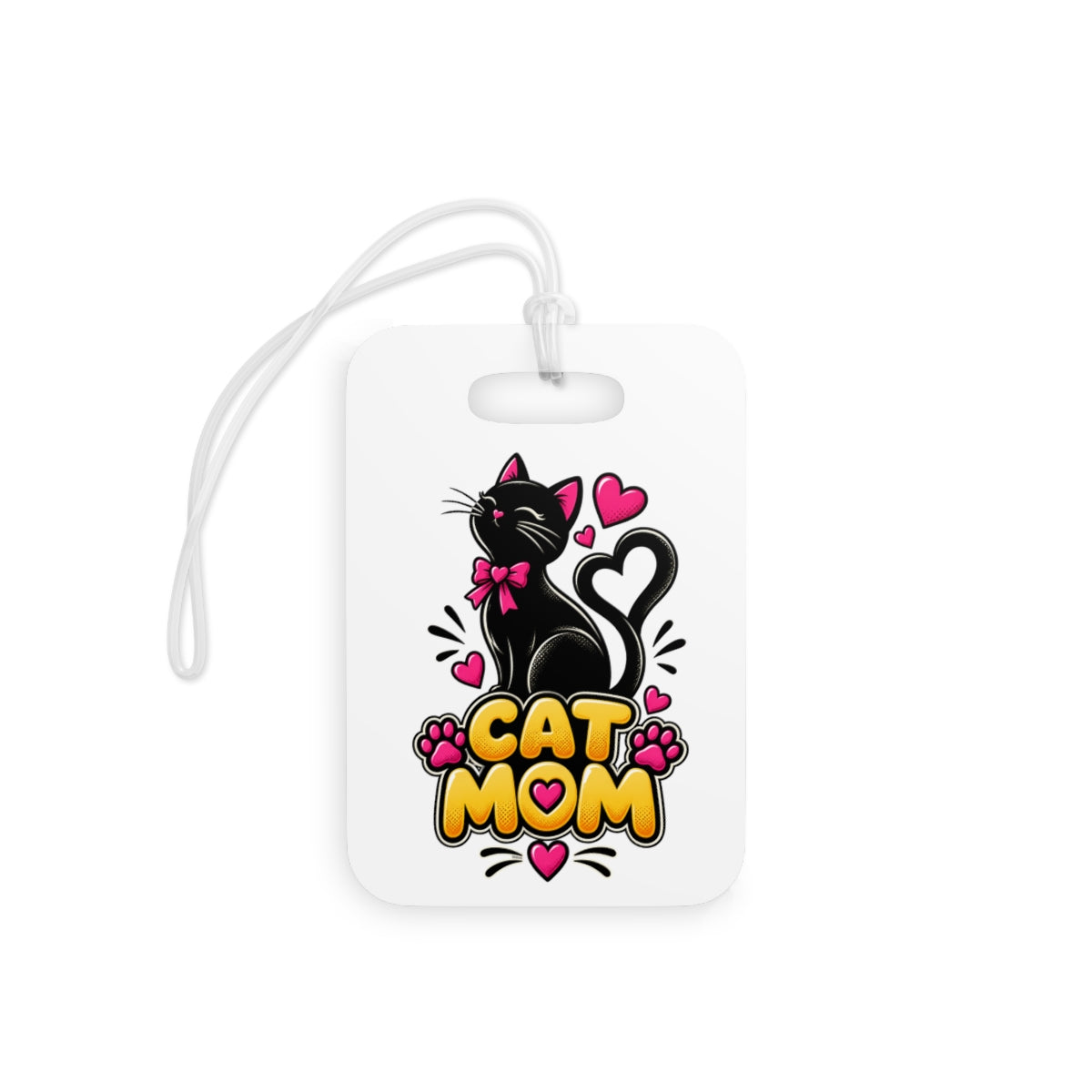 Black Cat Heart Graphic Luggage Tags | Cat Mom