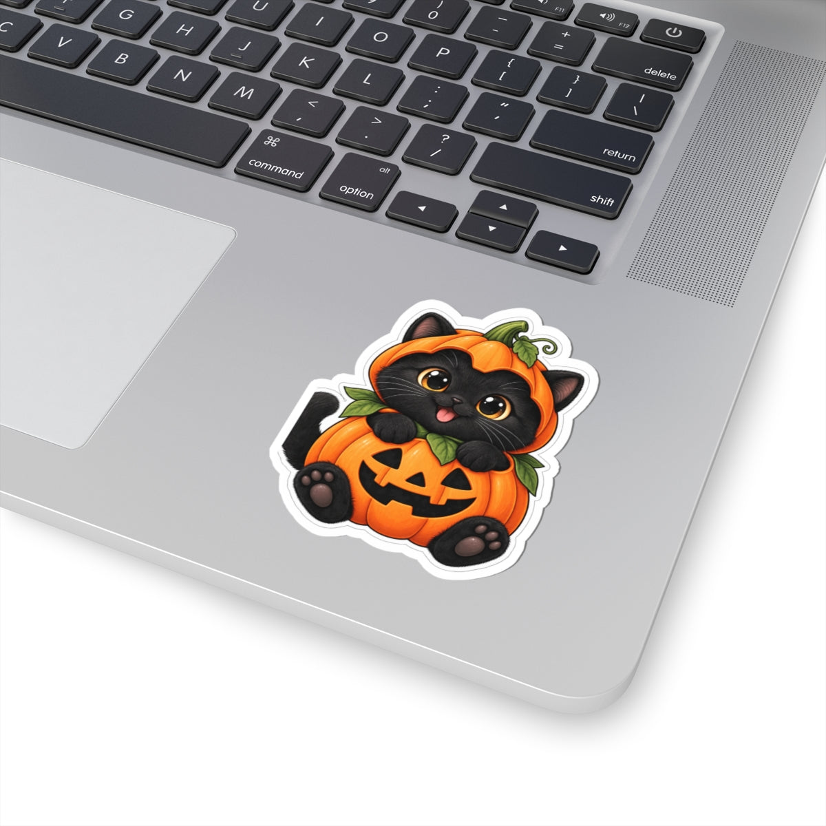 Black Kitten in Jack-O'-Lantern Sticker | Halloween Kiss-Cut Sticker