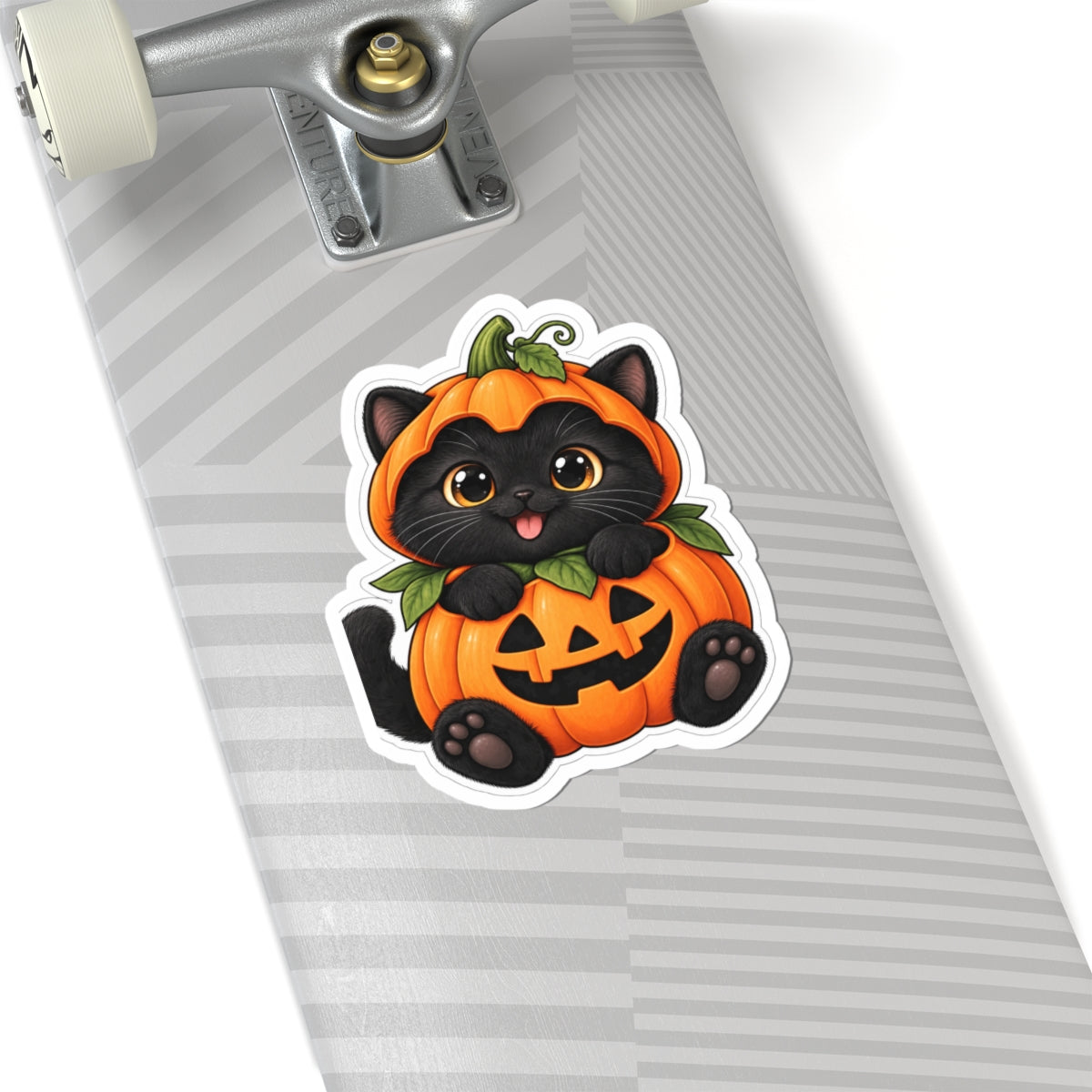 Black Kitten in Jack-O'-Lantern Sticker | Halloween Kiss-Cut Sticker