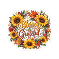 Blessed & Grateful Sunflower Wreath Sticker | Fall Autumn Leaves Kiss-Cut