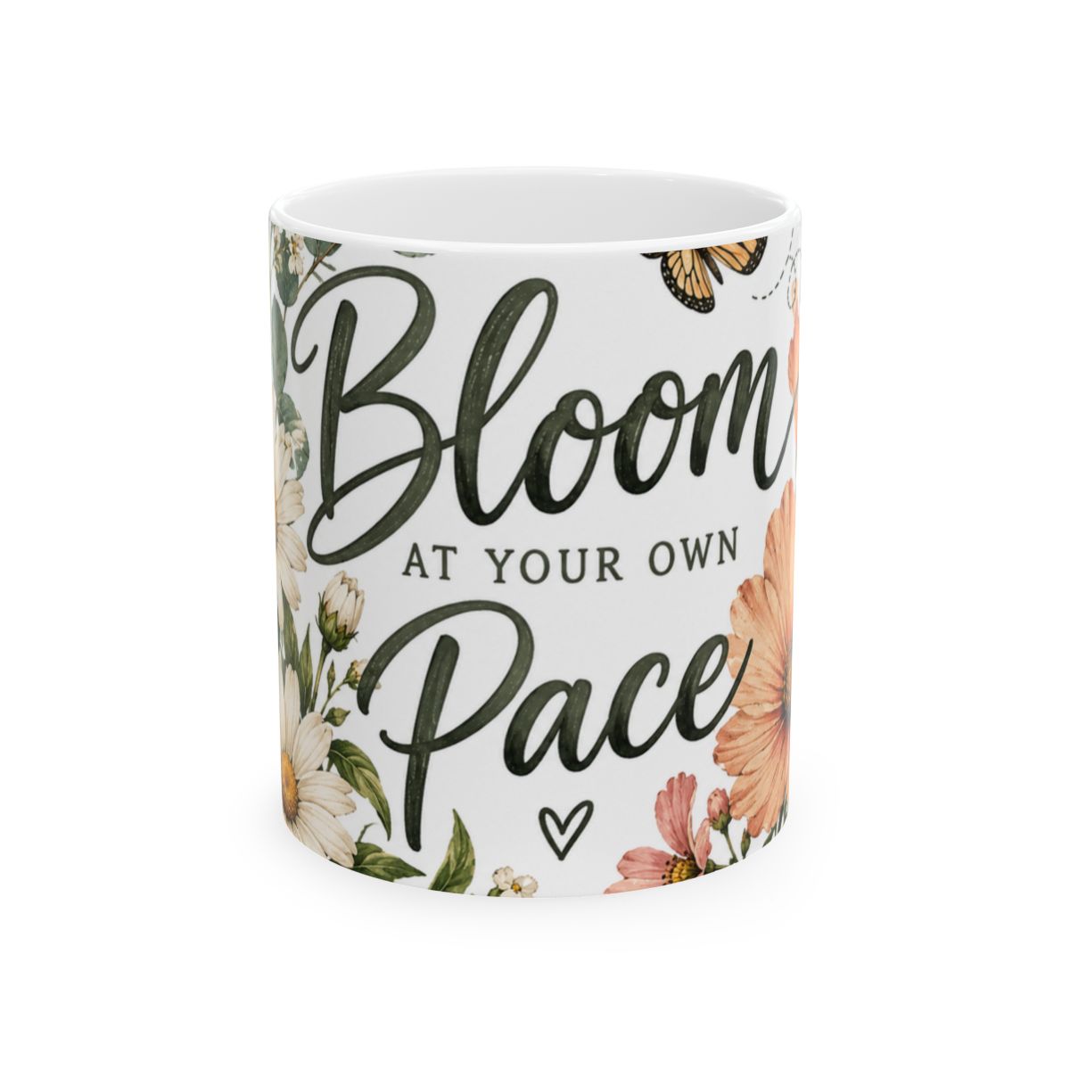 Bloom at Your Own Pace Mug | Floral Ceramic Coffee Cup