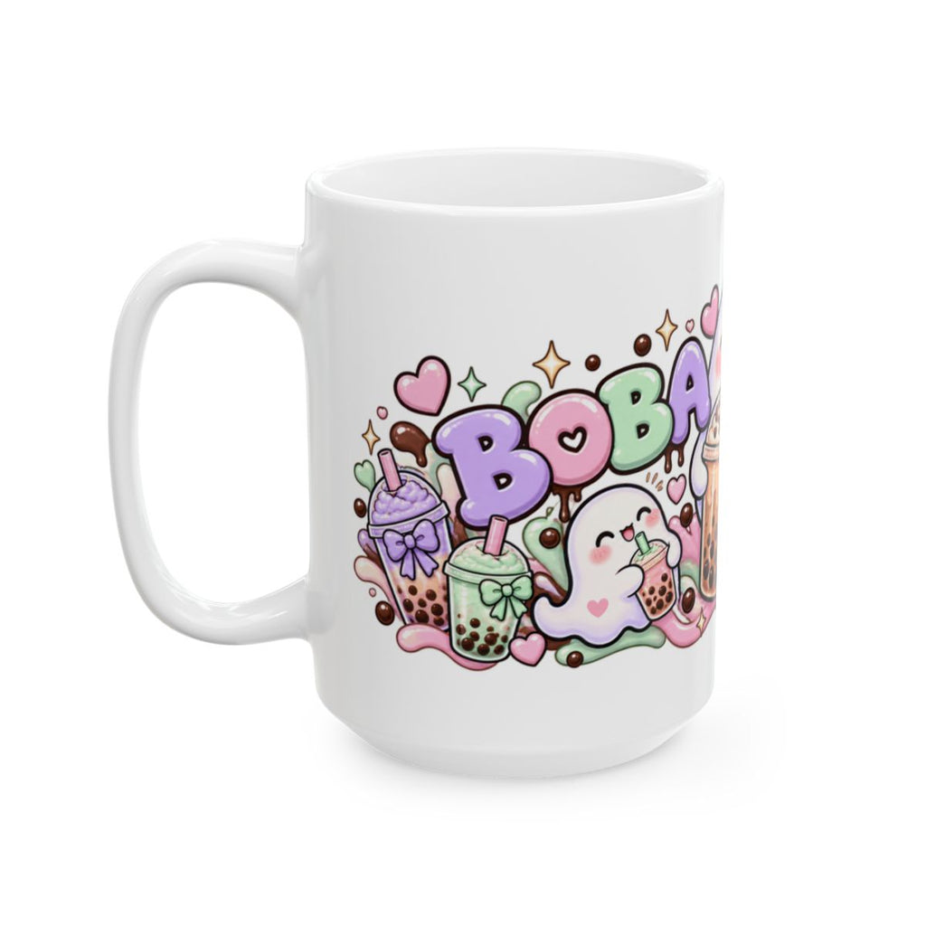 Boba Boo Cute Ghost Mug | Kawaii Bubble Tea Halloween Coffee Mug, Pastel Boba Lover Gift for Her
