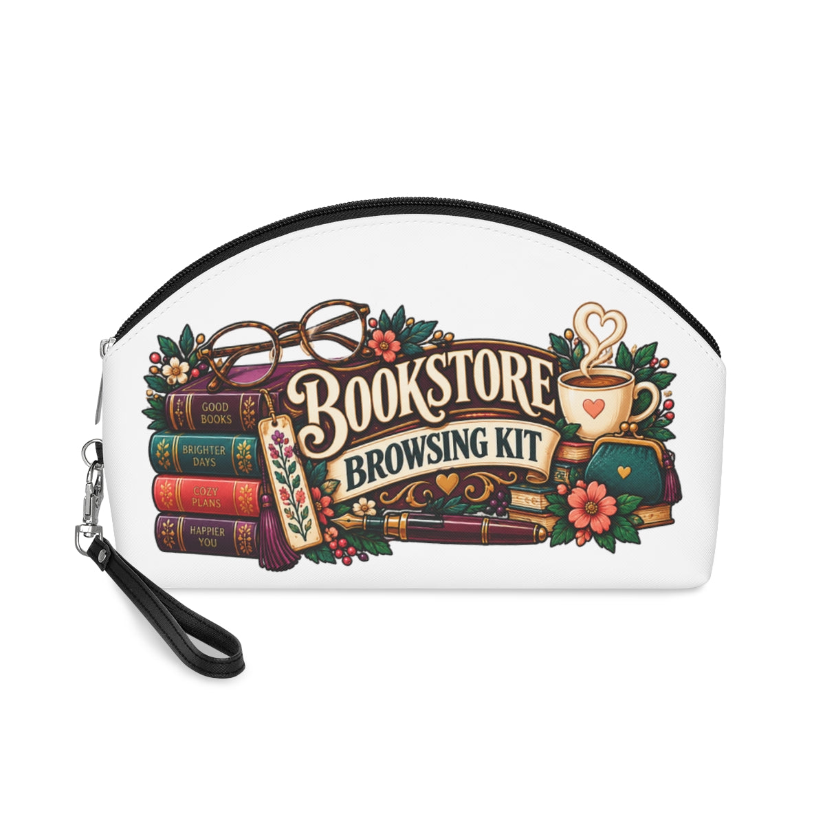 Bookstore Browsing Kit Makeup Bag | Book Lover Cosmetic Pouc - 6.3" × 9.4" × 3.3''