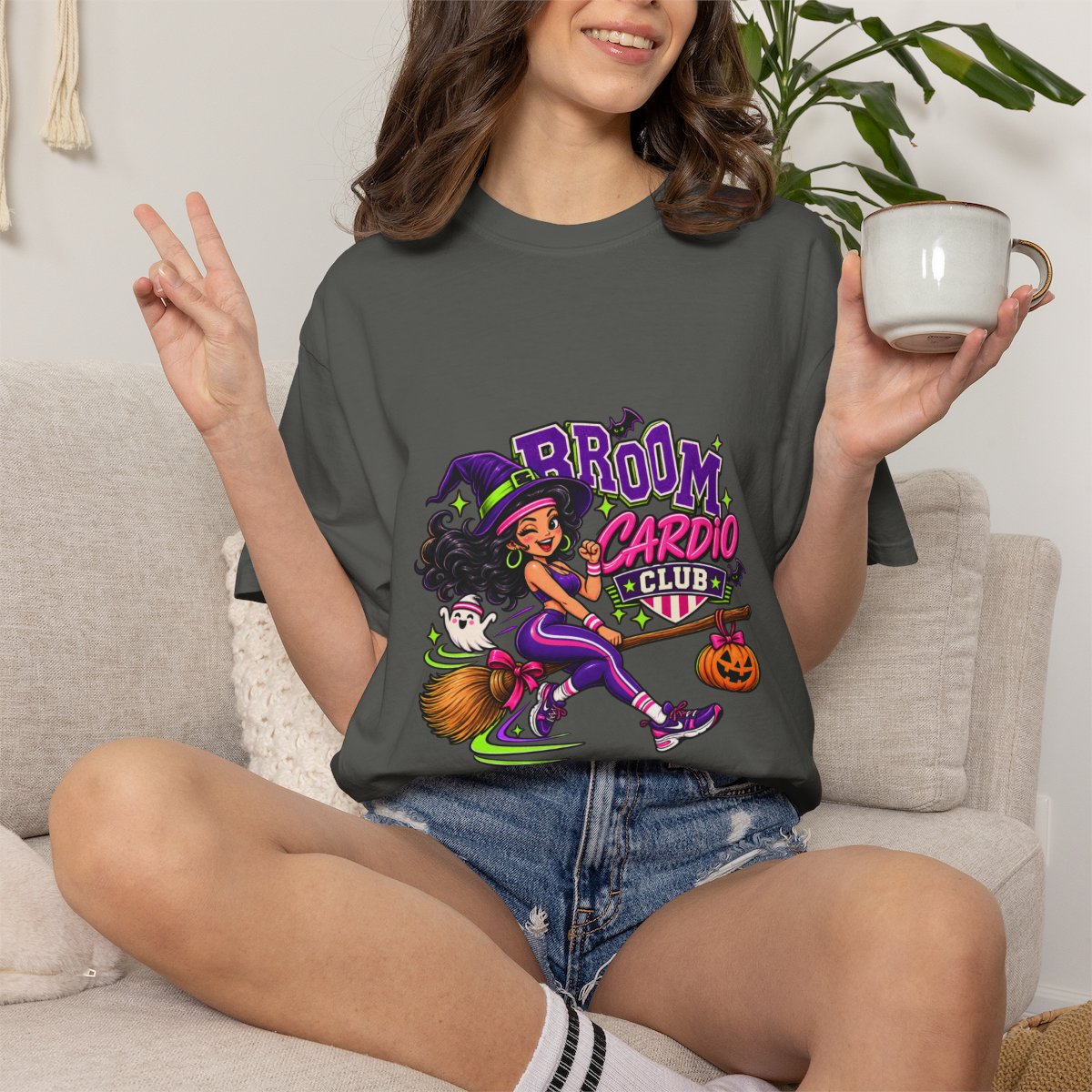 Broom Cardio Club T-shirt | Halloween Witch Fitness Tee