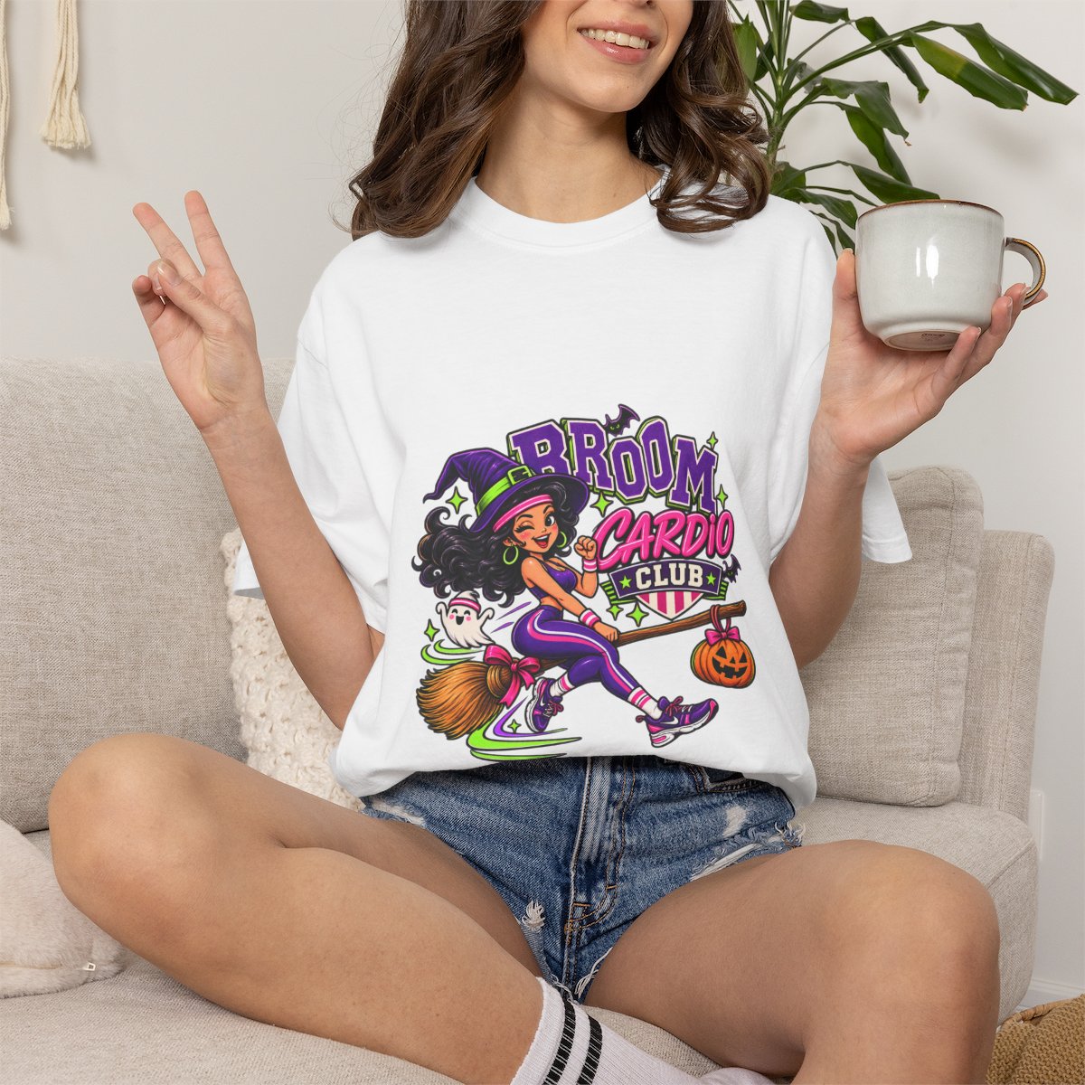 Broom Cardio Club T-shirt | Halloween Witch Fitness Tee