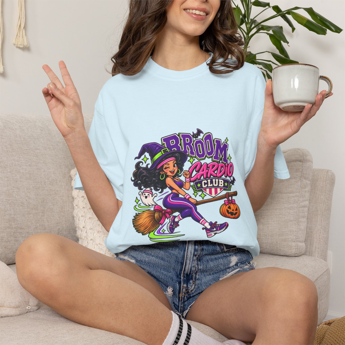 Broom Cardio Club T-shirt | Halloween Witch Fitness Tee