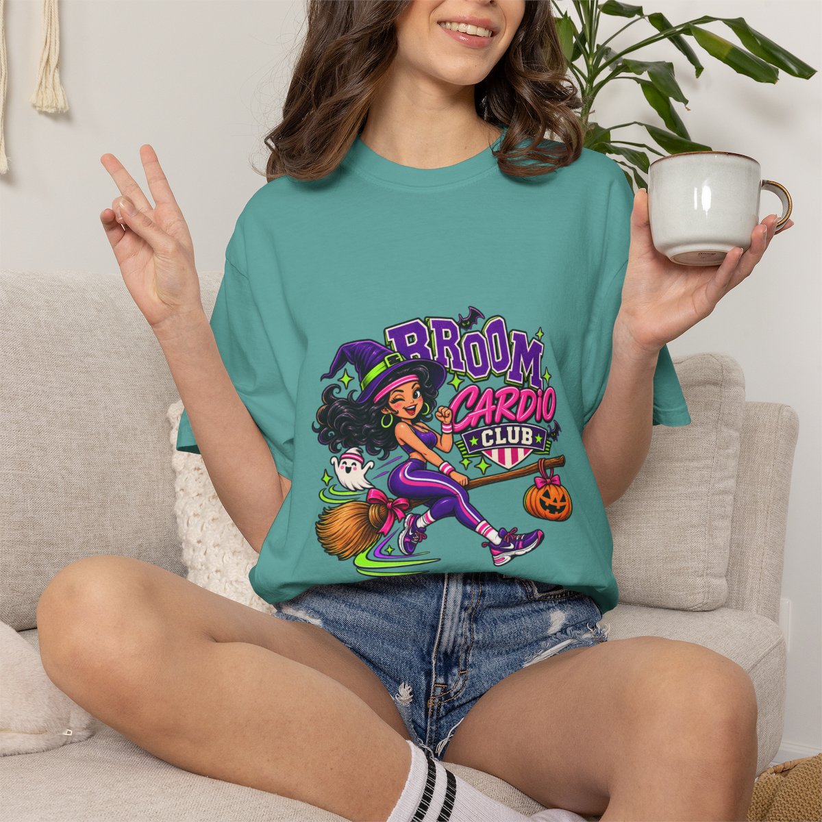 Broom Cardio Club T-shirt | Halloween Witch Fitness Tee