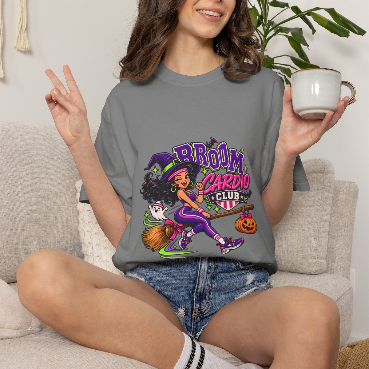 Broom Cardio Club T-shirt | Halloween Witch Fitness Tee