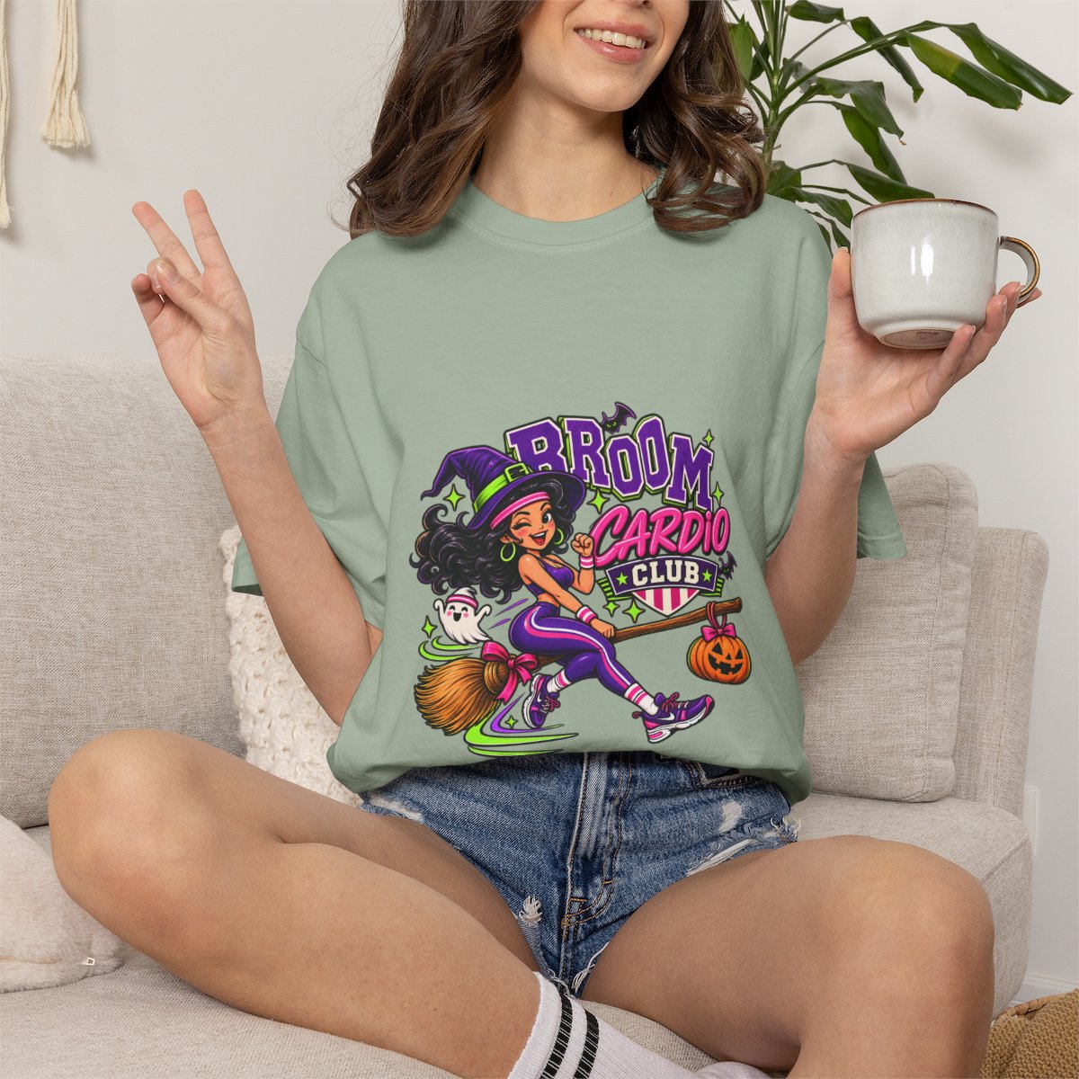 Broom Cardio Club T-shirt | Halloween Witch Fitness Tee