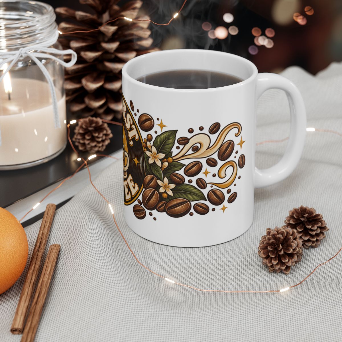 But First Coffee Mug | Ceramic Coffee Cup, Coffee Beans Design